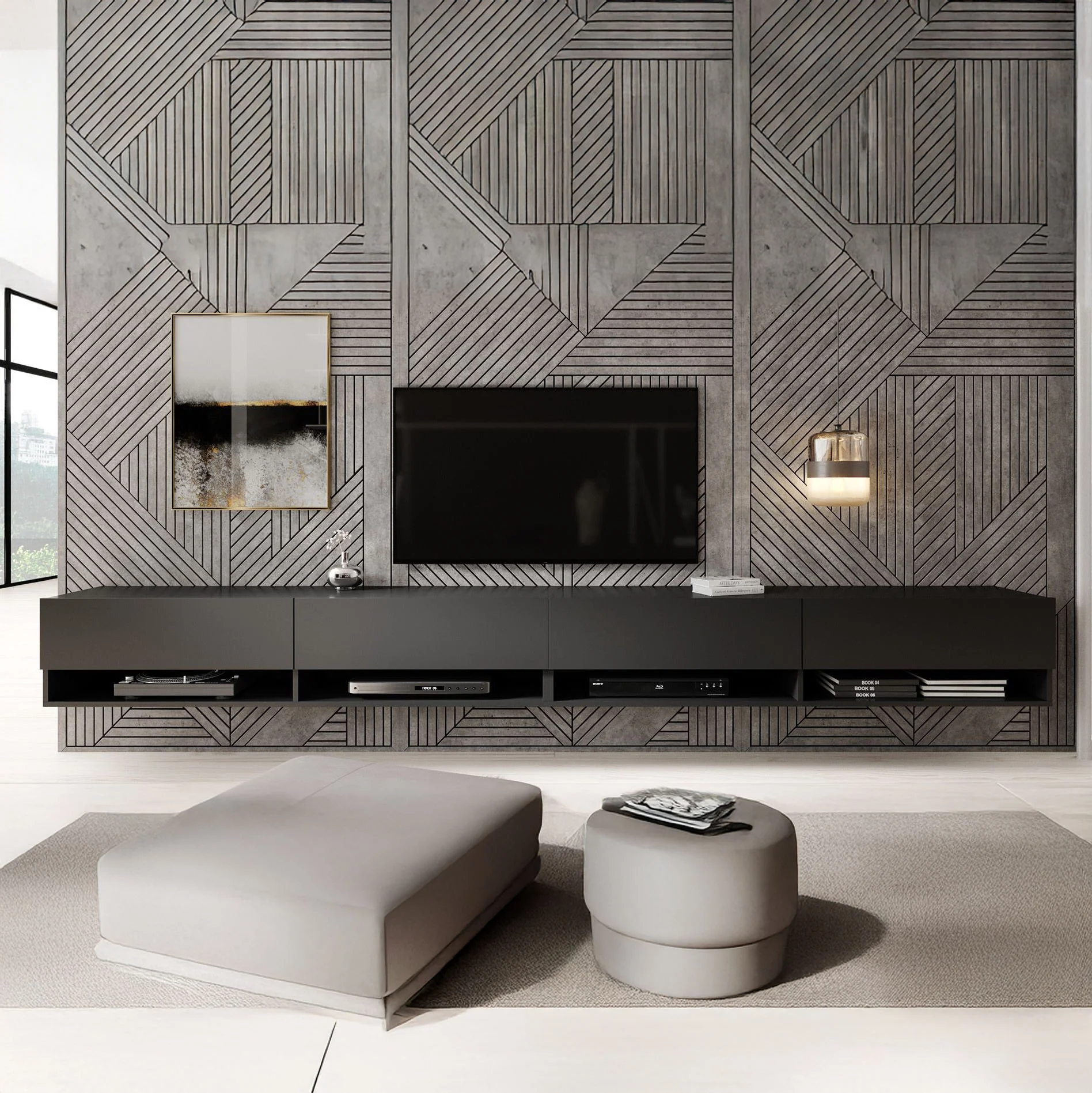 Asino - TV-Meubel  - Mat zwart - 280 cm - Image 4