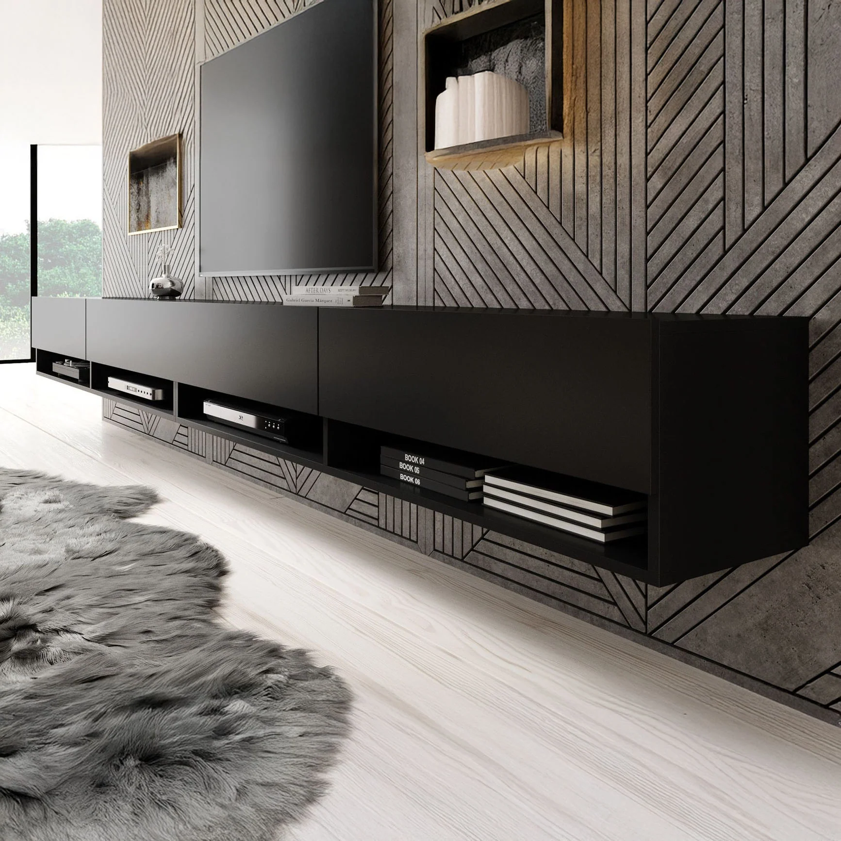 Asino - TV-Meubel  - Mat zwart - 280 cm - Image 5