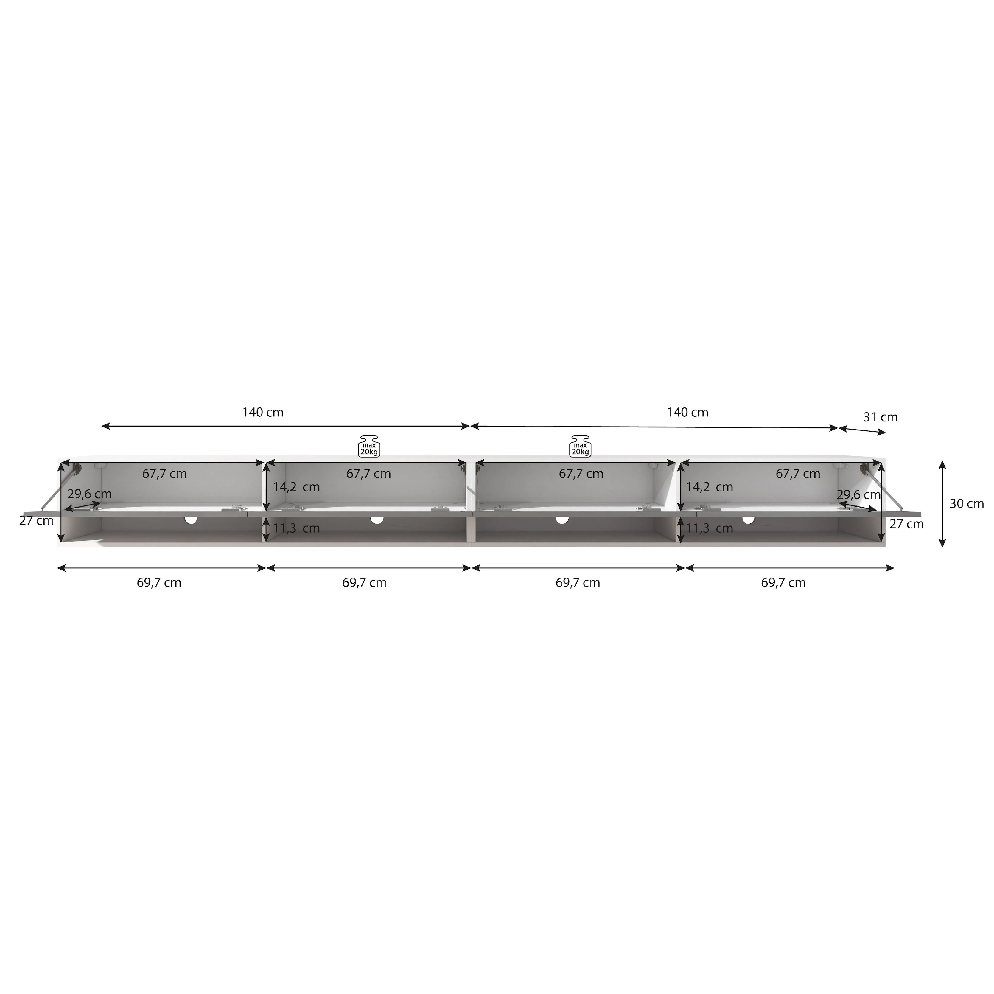 Asino - TV-Meubel  - Mat zwart - 280 cm - Image 6