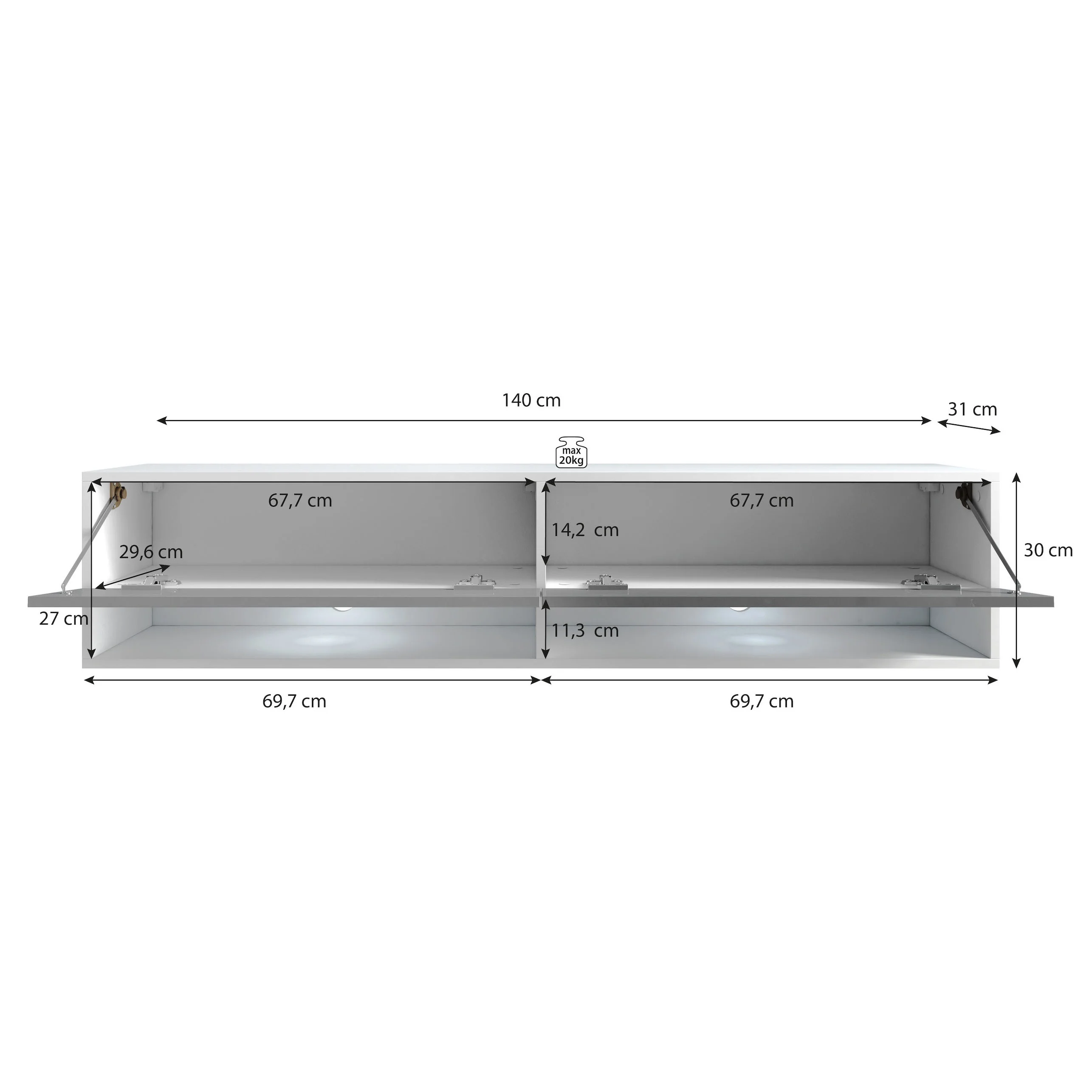 Asino - TV-Meubel met verlichting - Mat zwart - 140 cm - Image 6