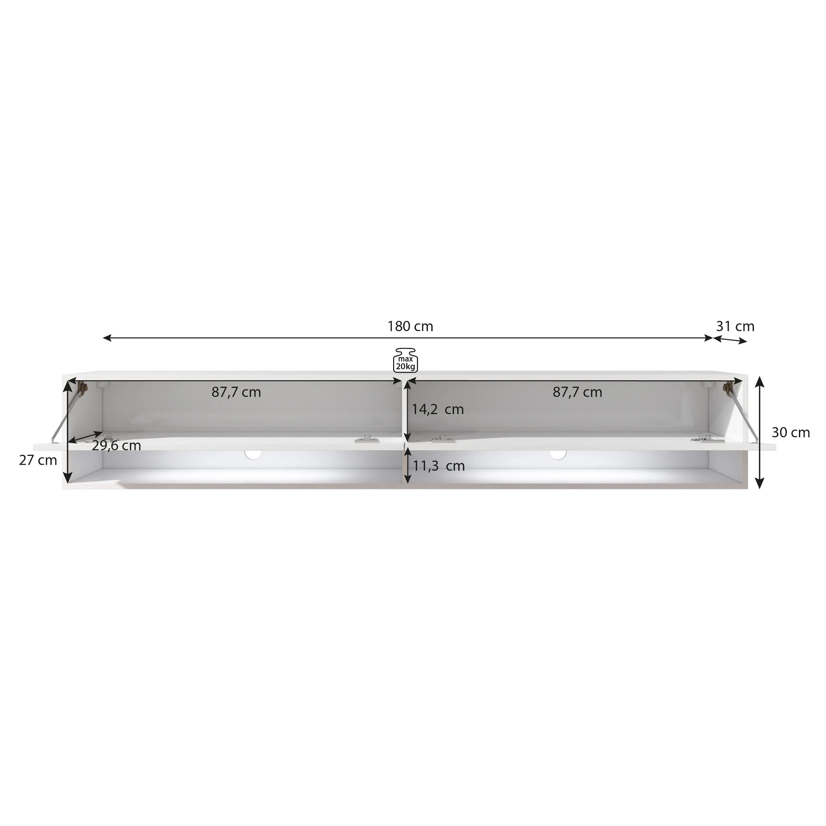 Asino - TV-Meubel met verlichting - Mat zwart - 180 cm - Image 6