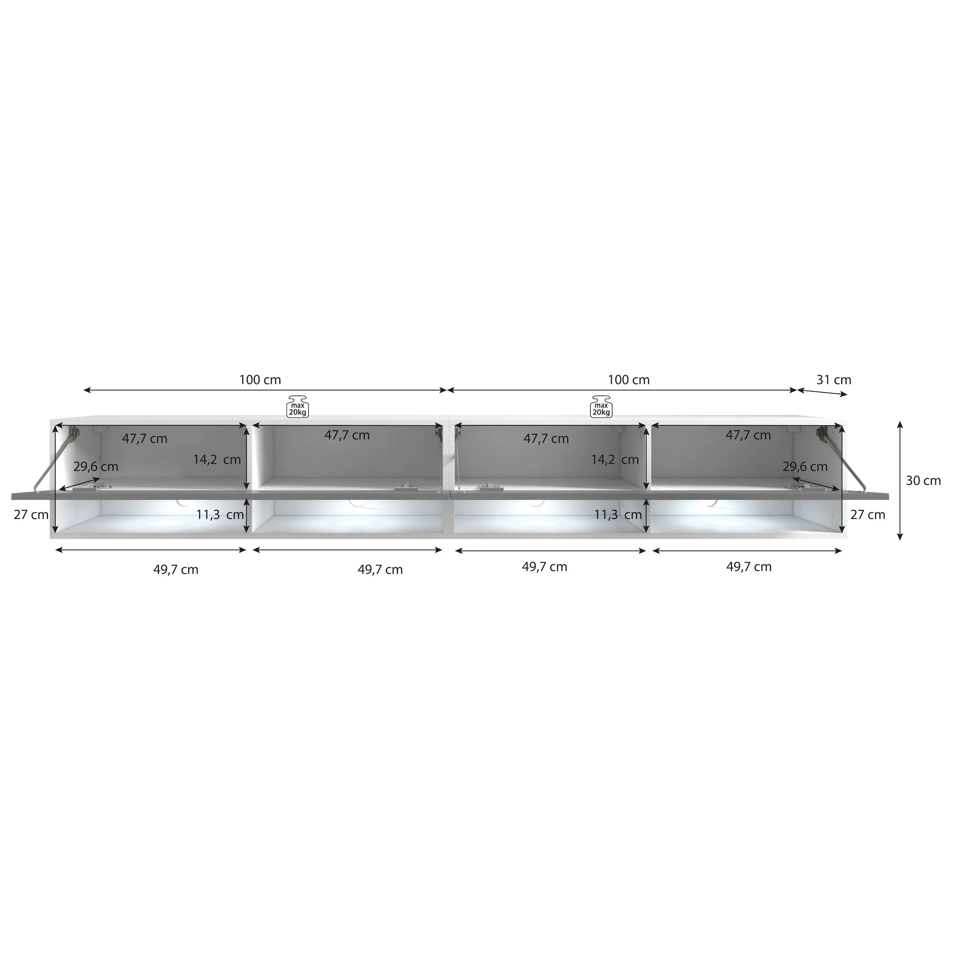 Asino - TV-Meubel met verlichting - Mat zwart - 200 cm - Image 6