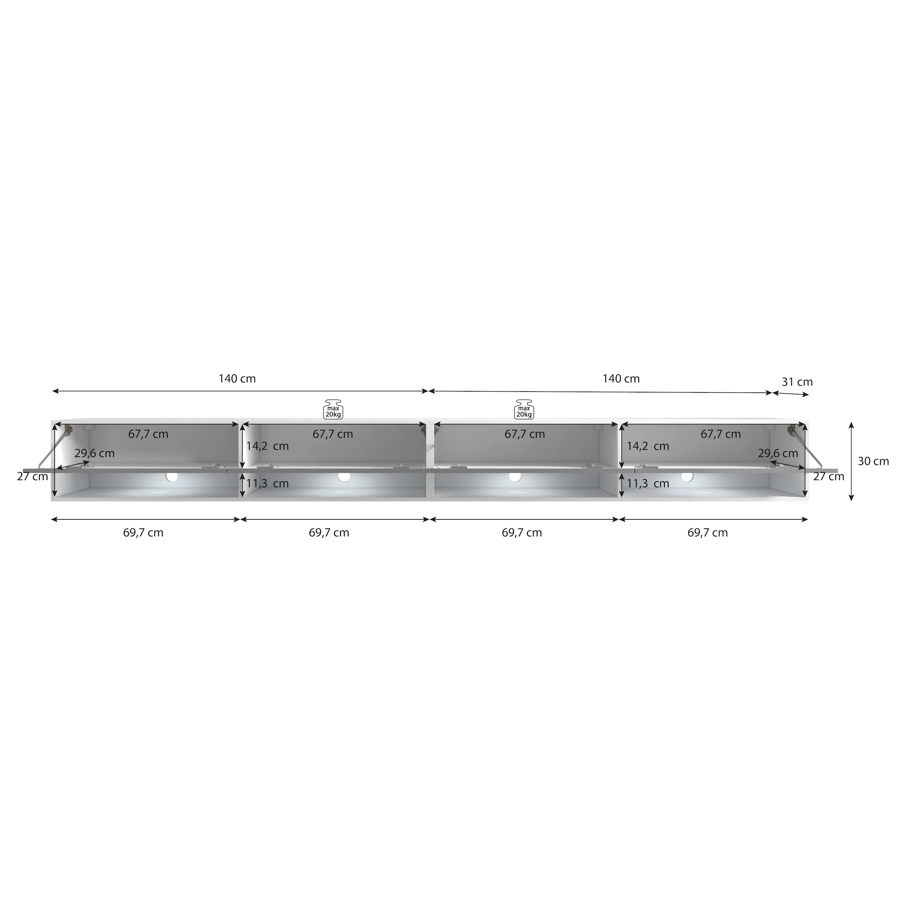 Asino - TV-Meubel met verlichting - Mat zwart - 280 cm - Image 6