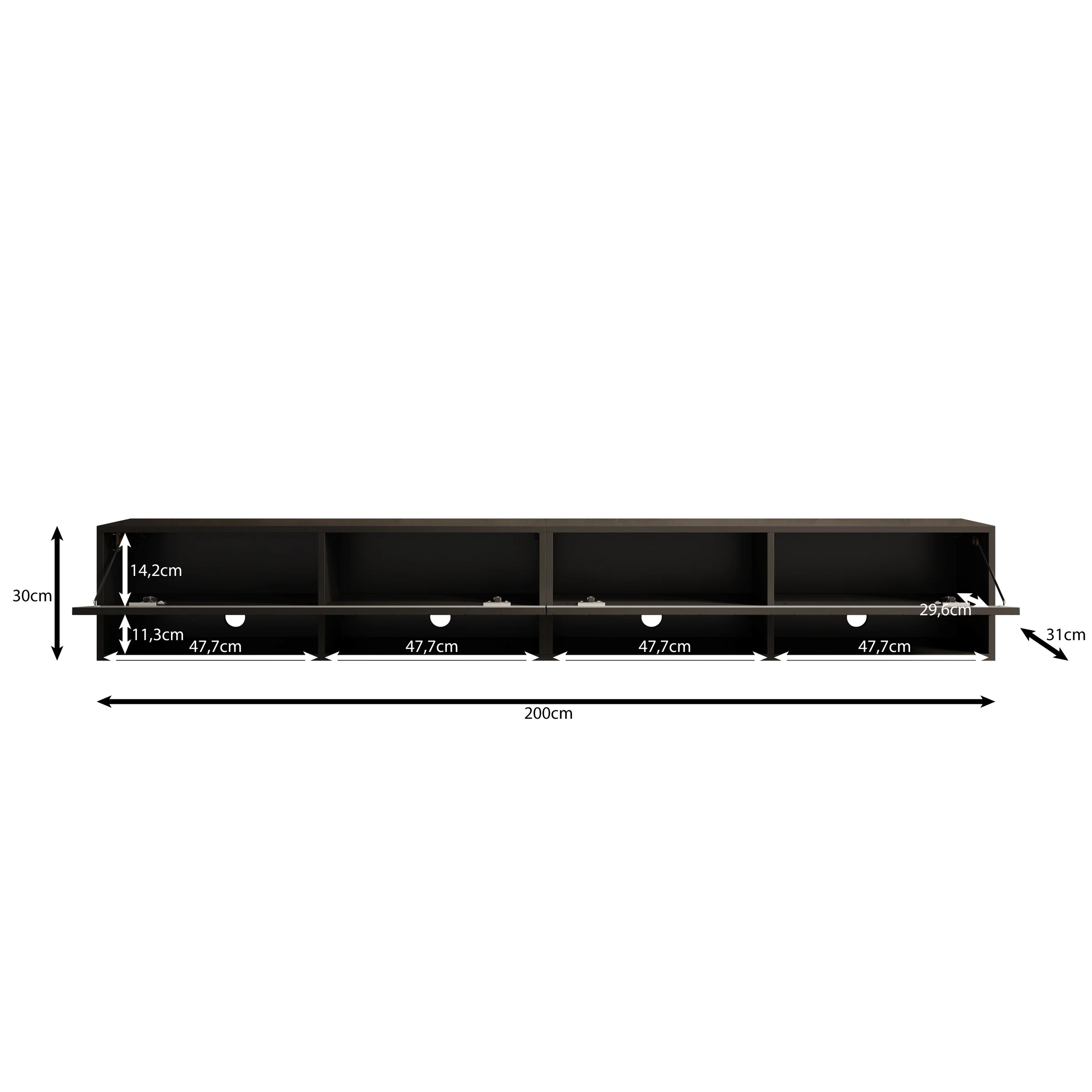 Asino - TV-Meubel  - Zwart visgraat - 200x31x30 cm - Image 6