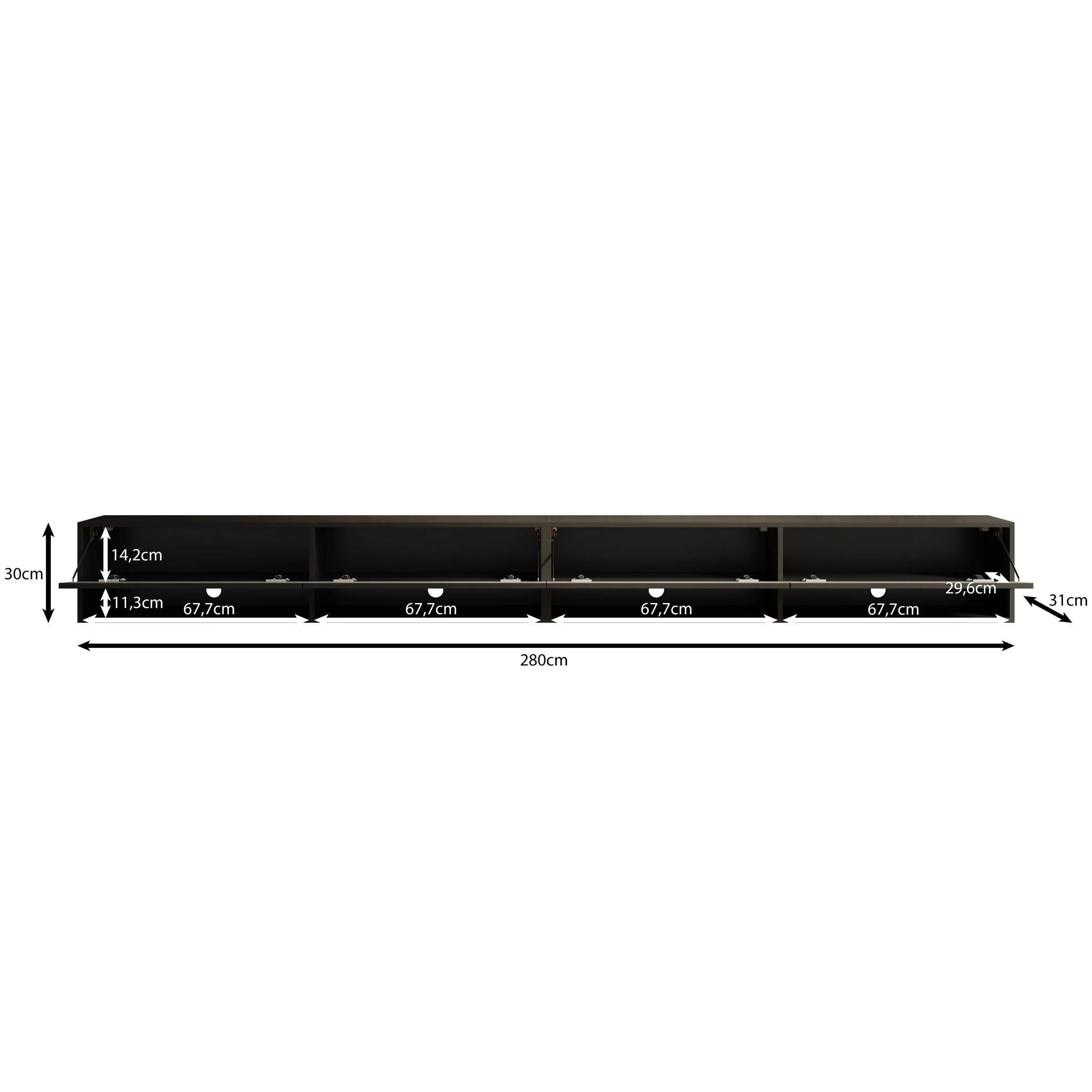 Asino - TV-Meubel  - Zwart Visgraat  - 280x31x30 cm - Image 6
