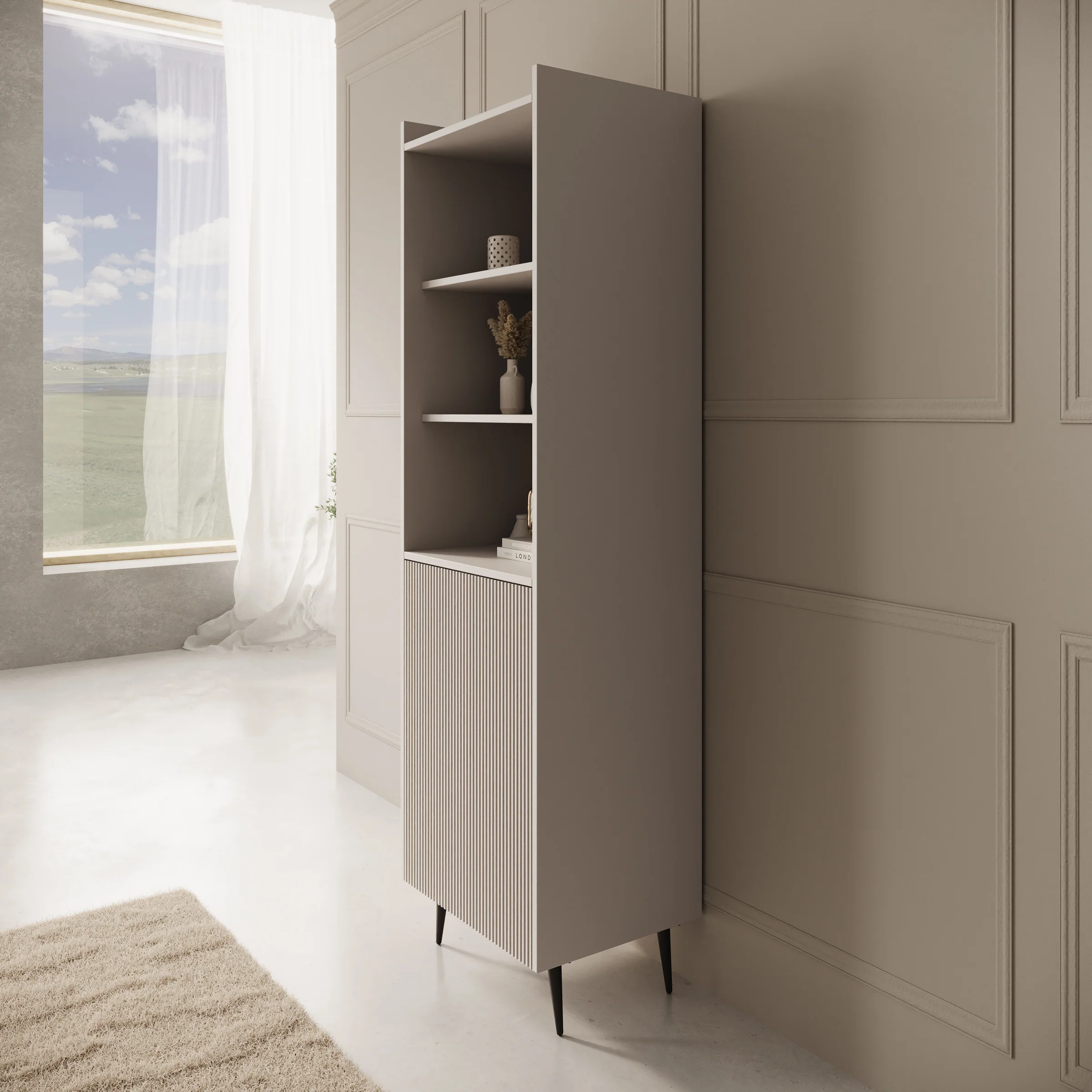 Asty - Boekenkast - Beige - 52x41x180 cm - Image 4