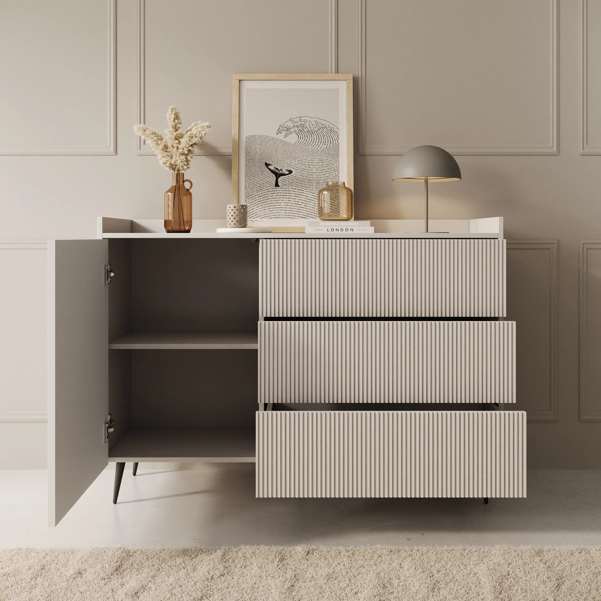 Asty - Dressoir - Beige - 126x41x92 cm - Image 2