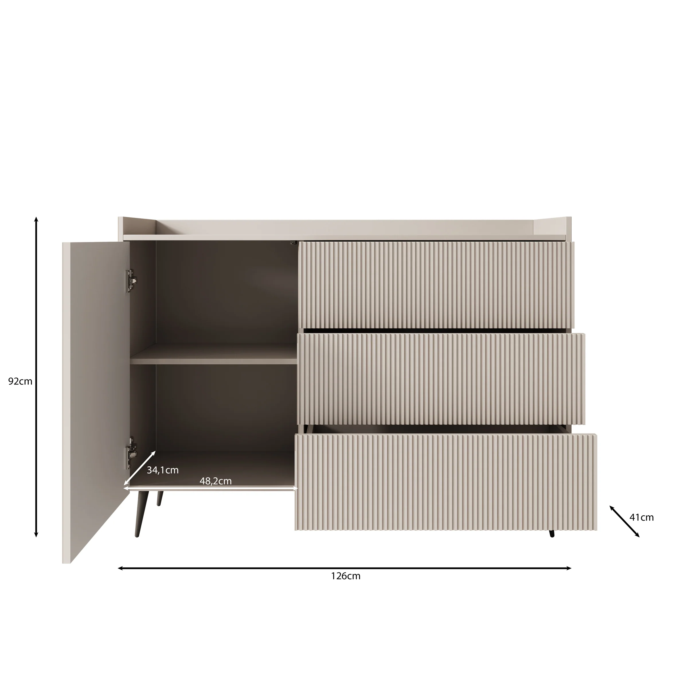 Asty - Dressoir - Beige - 126x41x92 cm - Image 6