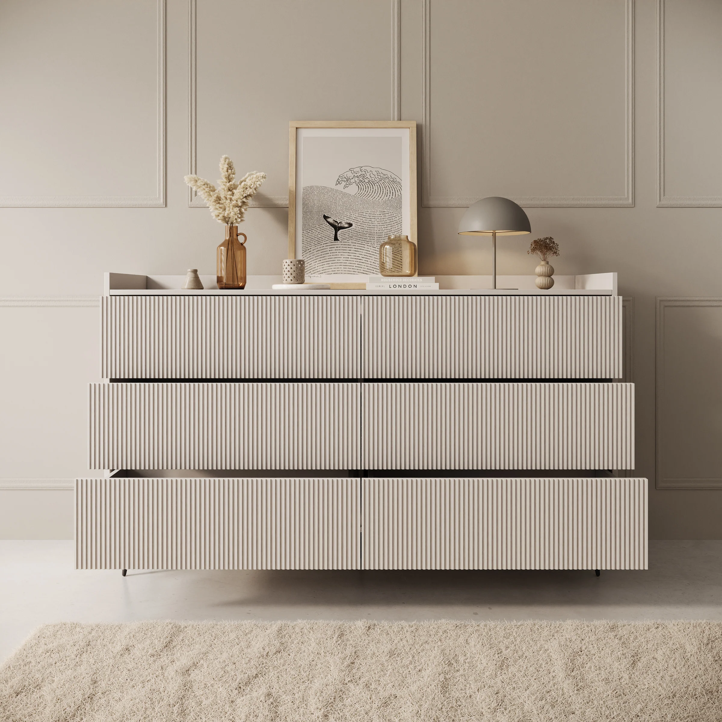 Asty - Ladekast met 6 lades - Beige - 150x41x92 cm - Image 2