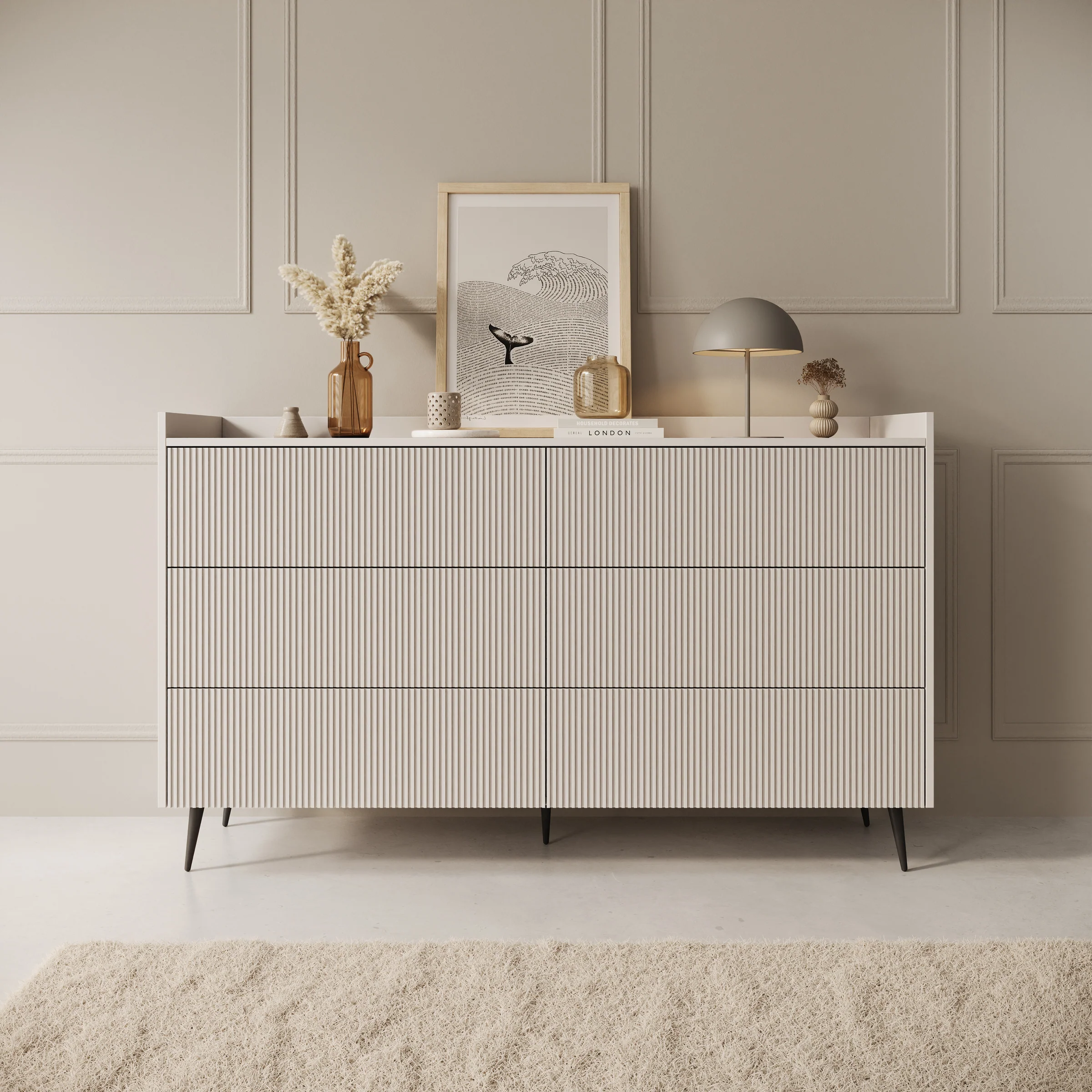 Asty - Ladekast met 6 lades - Beige - 150x41x92 cm - Image 3