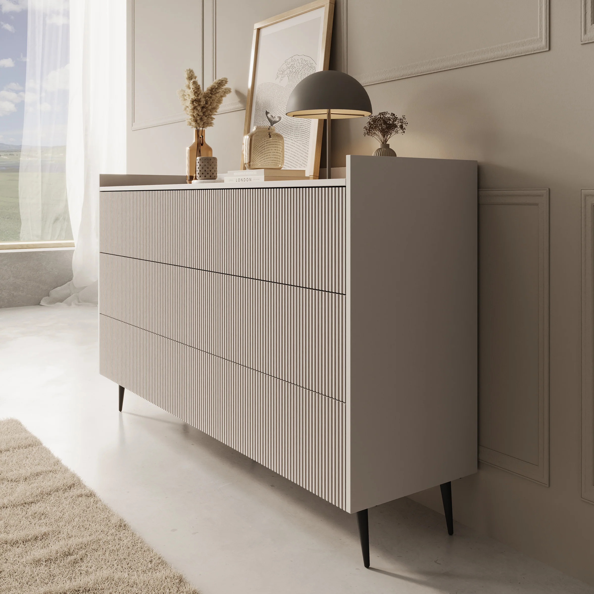 Asty - Ladekast met 6 lades - Beige - 150x41x92 cm - Image 4
