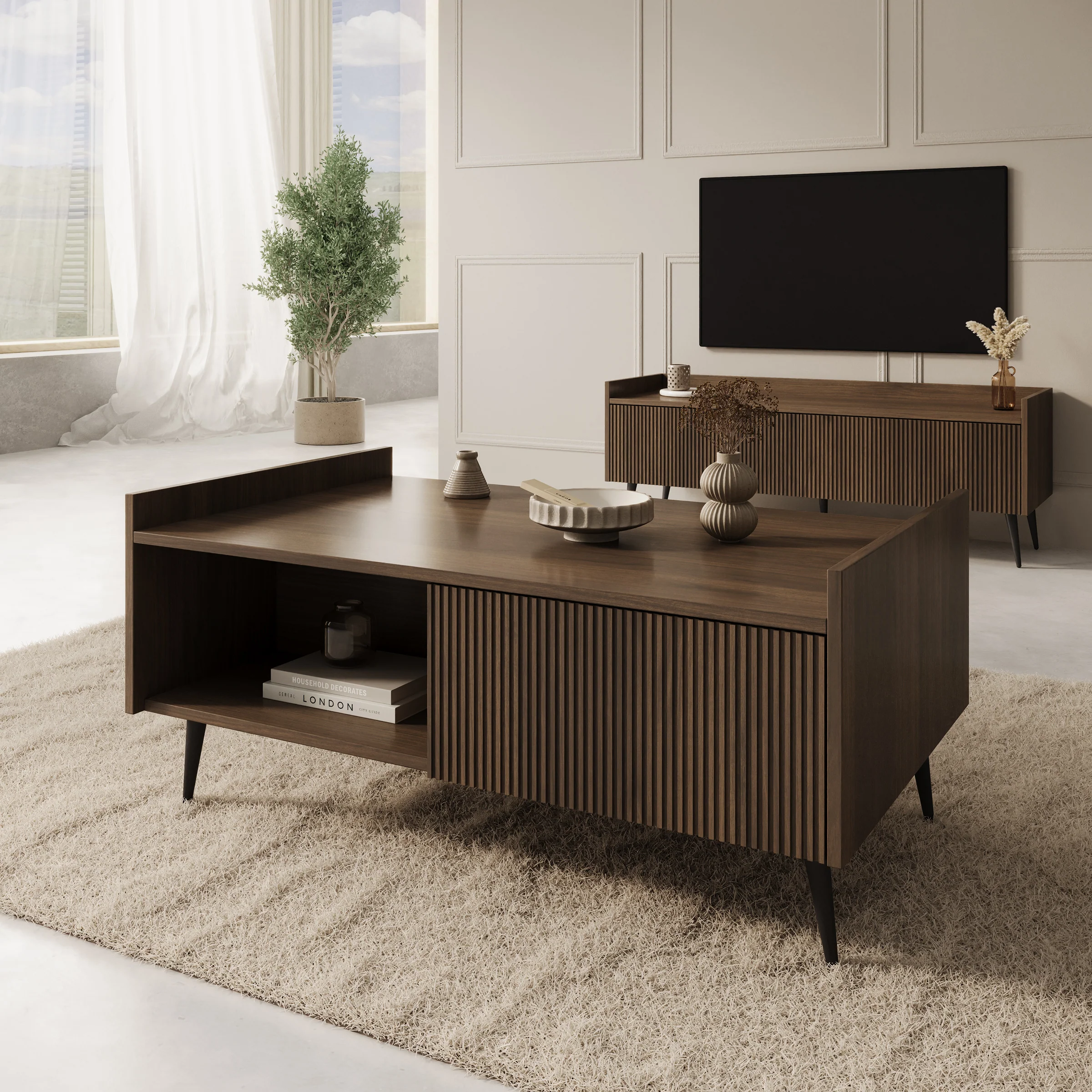 Asty - Salontafel - Donker eiken - 100x60x45 cm