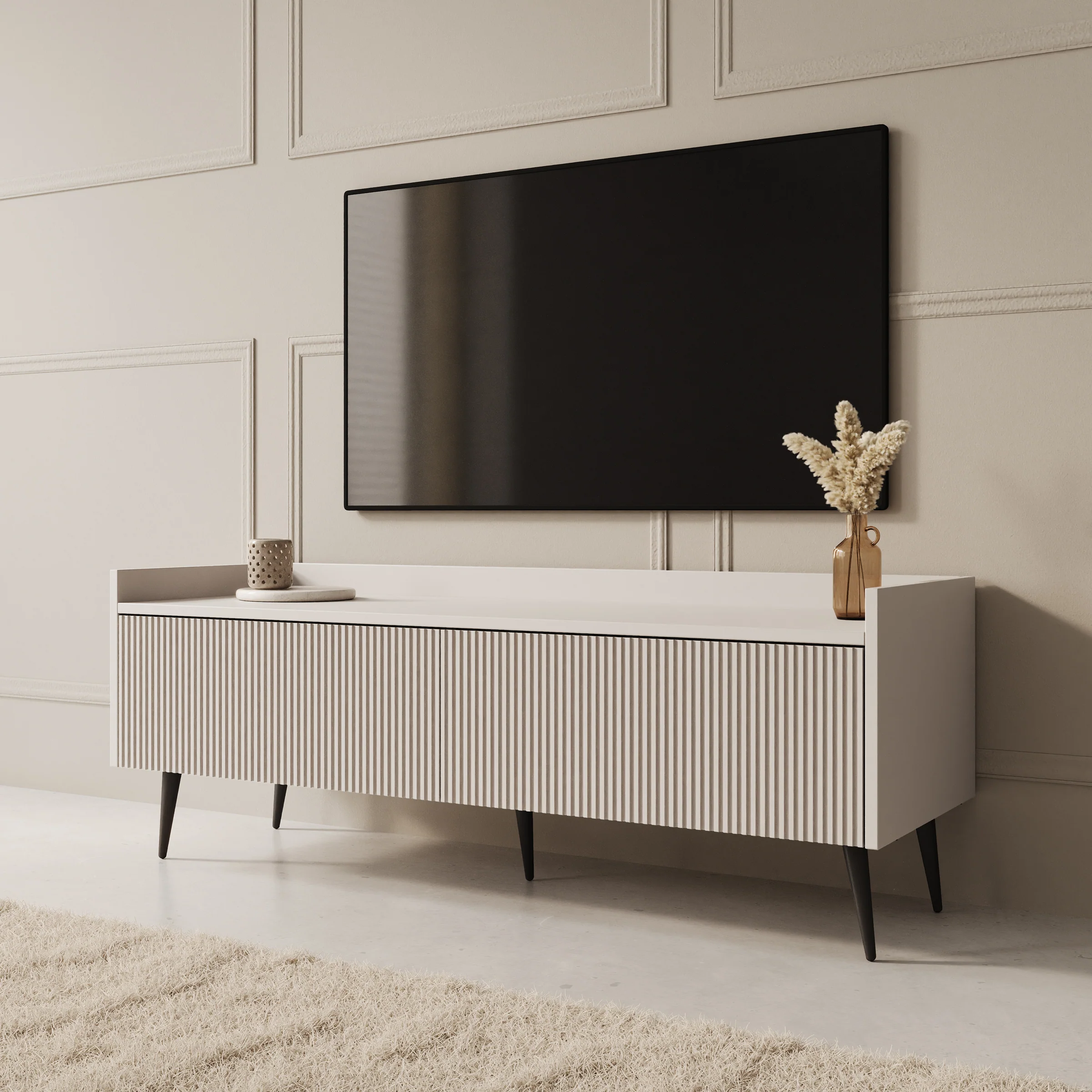 Asty - TV-Meubel - Beige - 121x40x45 cm