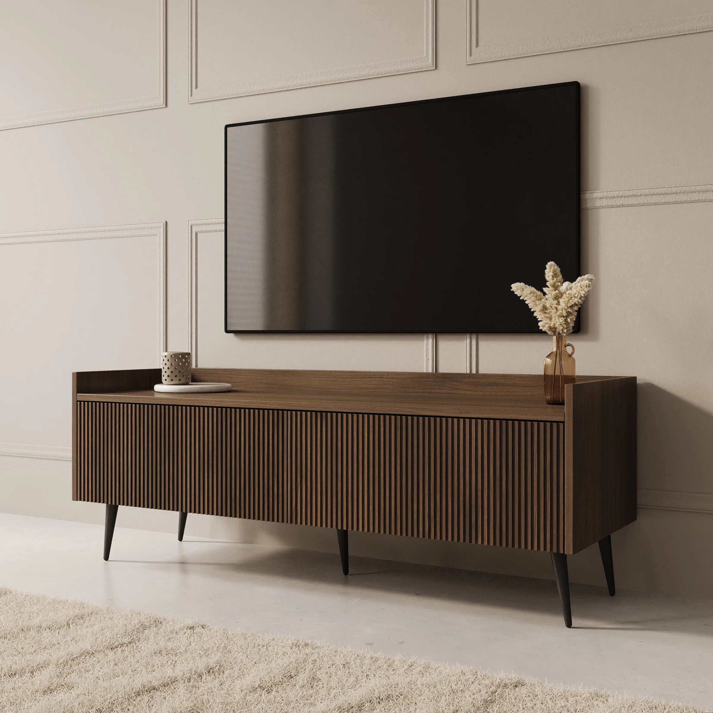 Asty - TV-Meubel - Donker eiken - 121x40x45 cm