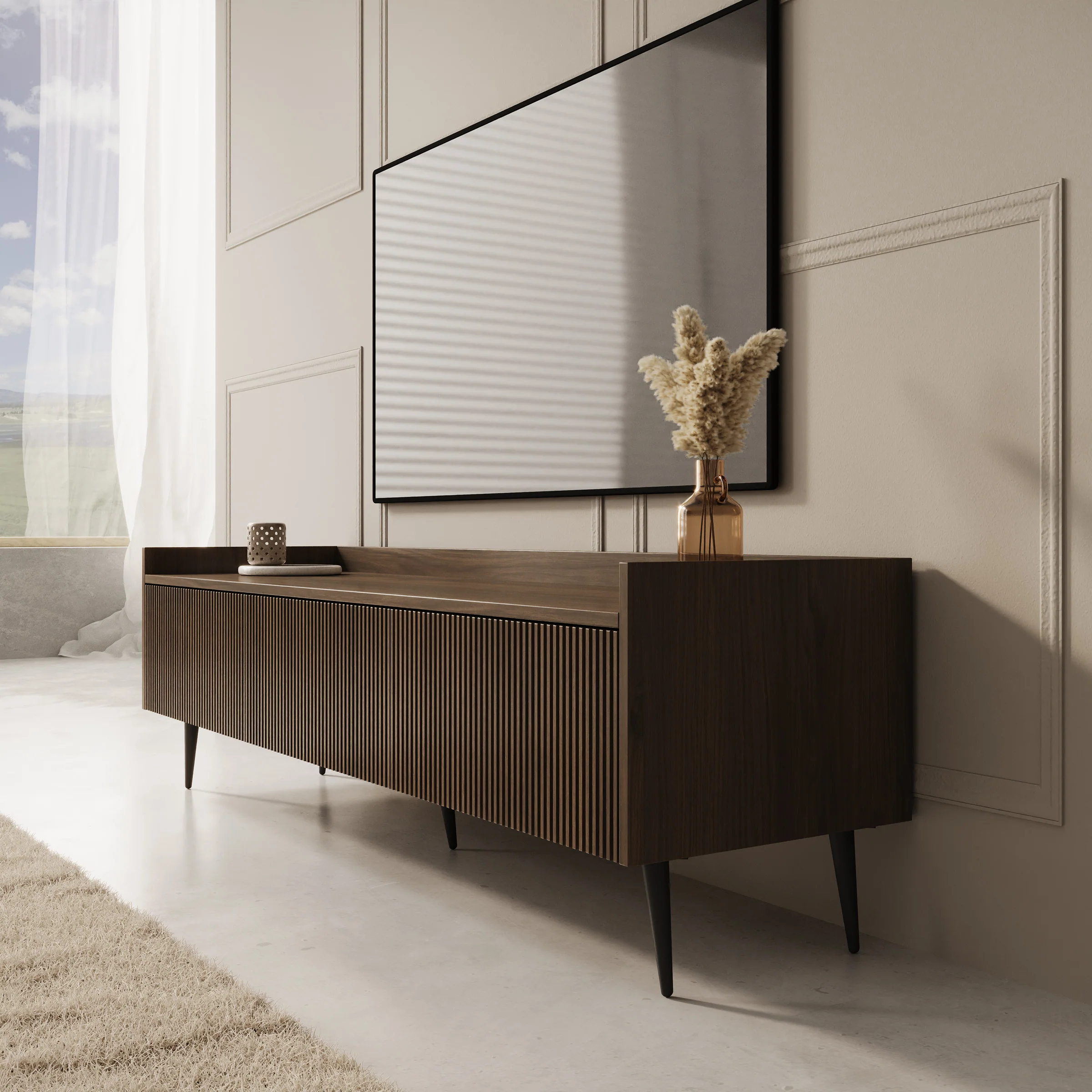 Asty - TV-Meubel - Donker eiken - 150x40x45 cm - Image 4