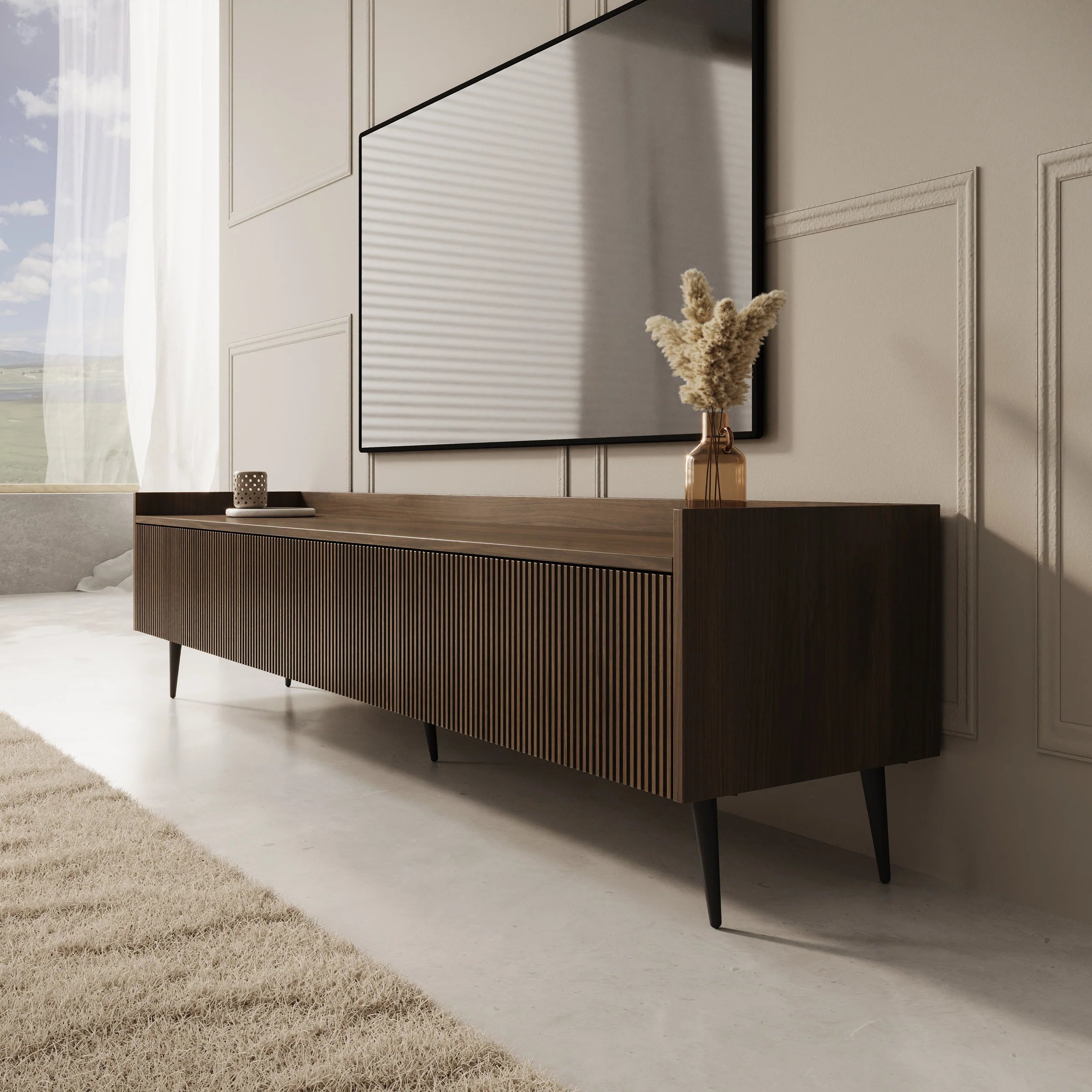 Asty - TV-Meubel - Donker eiken - 180x40x45 cm - Image 4