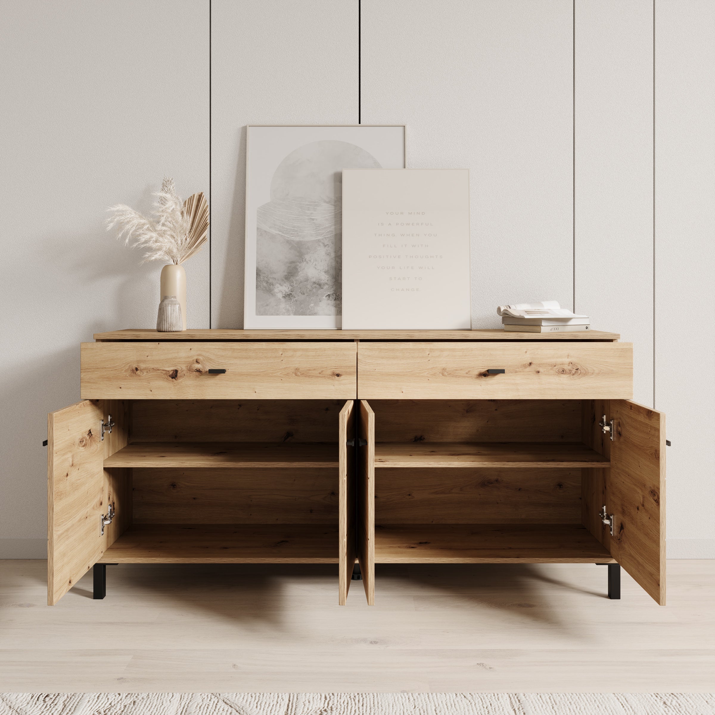 Avellio - Dressoir - Eikenpatroon - 154x35x78 cm - Image 2