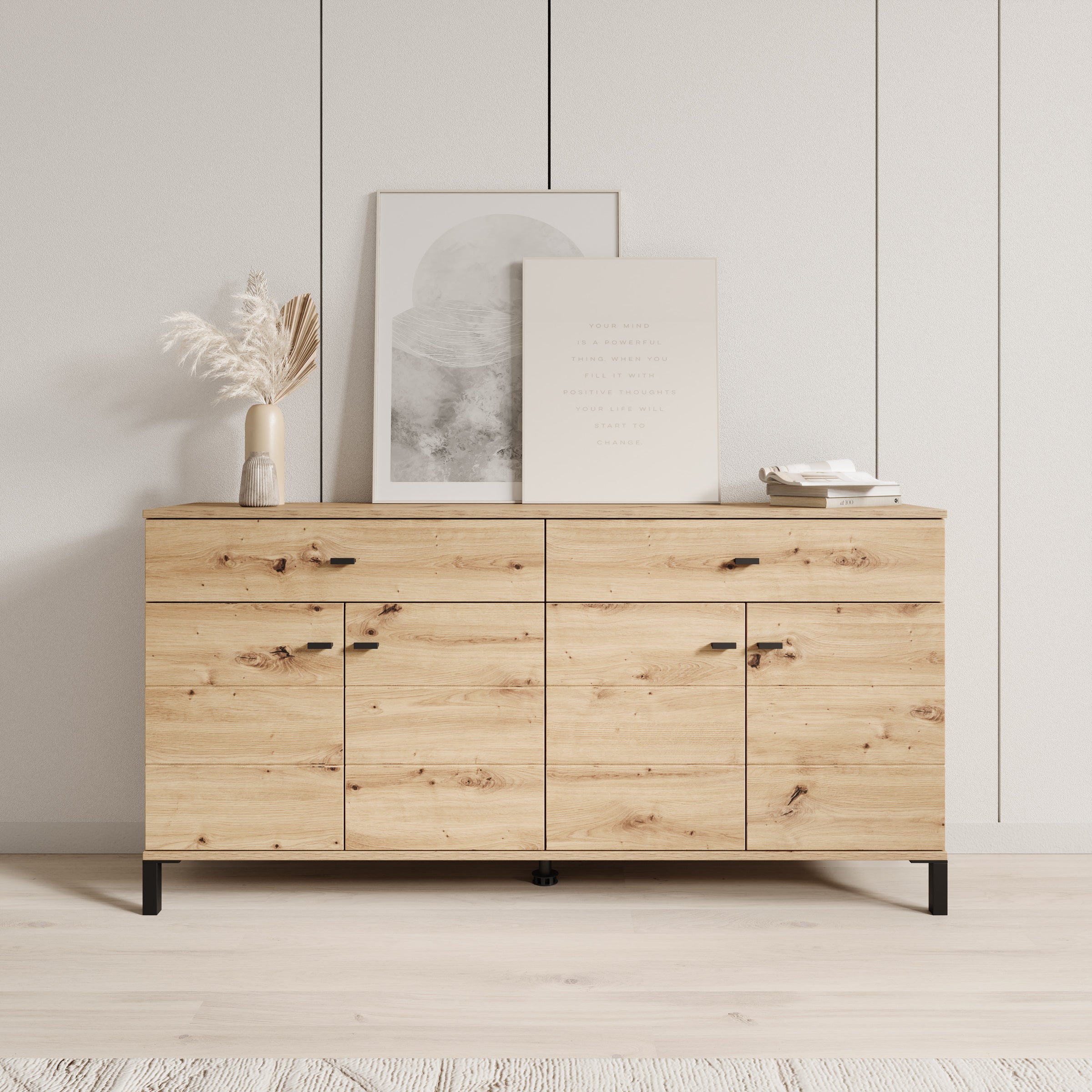 Avellio - Dressoir - Eikenpatroon - 154x35x78 cm - Image 3