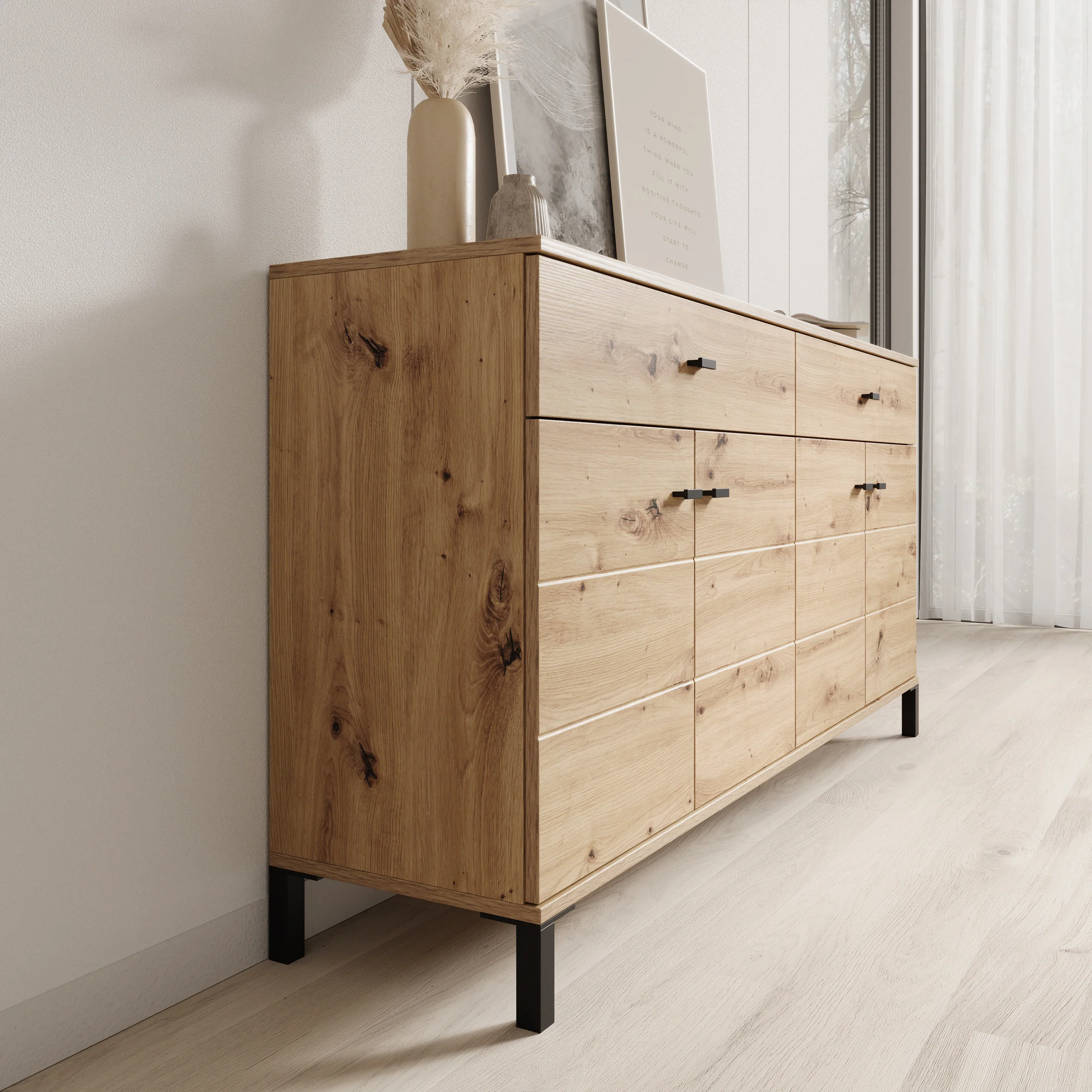 Avellio - Dressoir - Eikenpatroon - 154x35x78 cm - Image 4