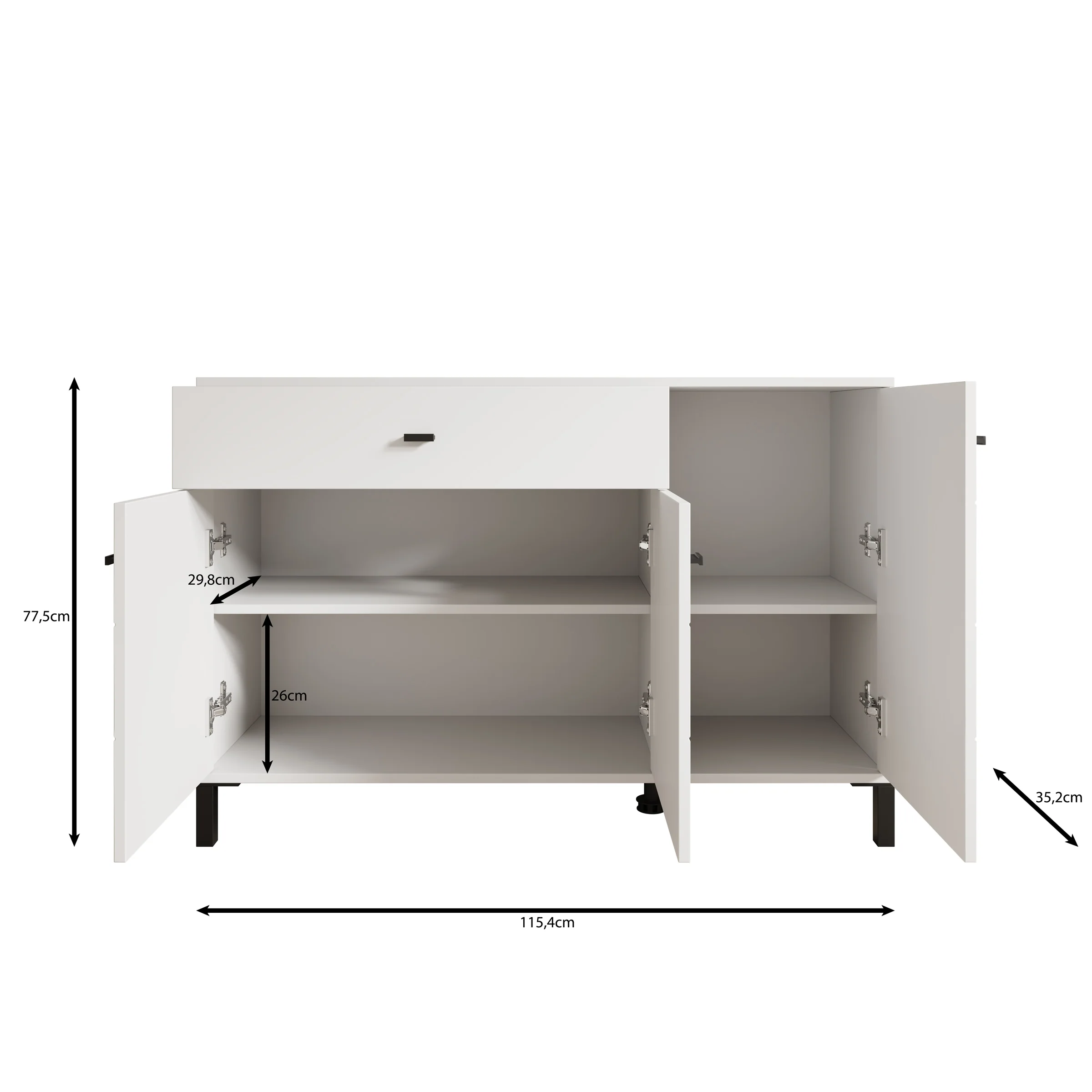 Avellio - Dressoir - Wit - 116x35x78 cm - Image 6