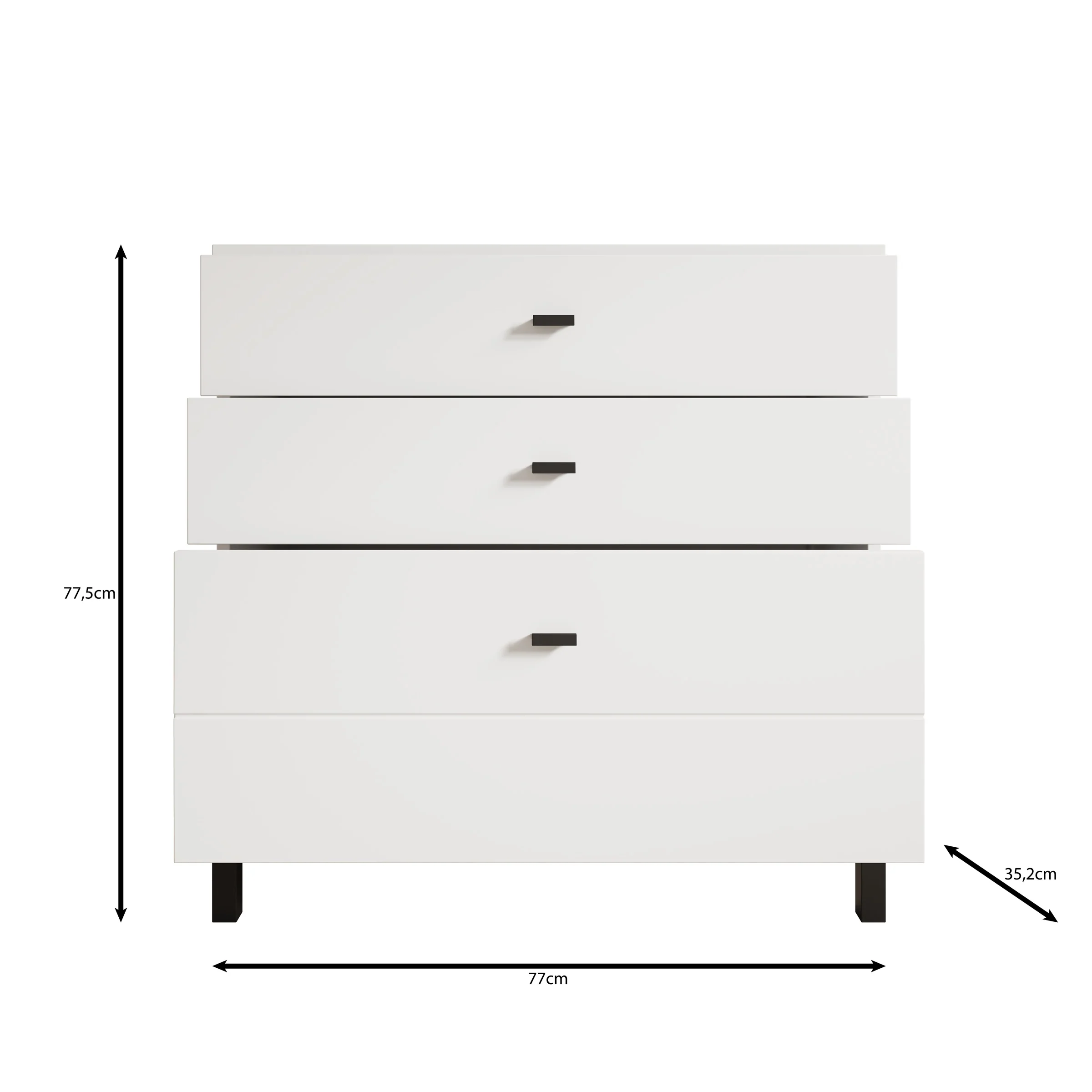 Avellio - Ladekast met 3 lades - Wit - 77x35x78 cm - Image 6