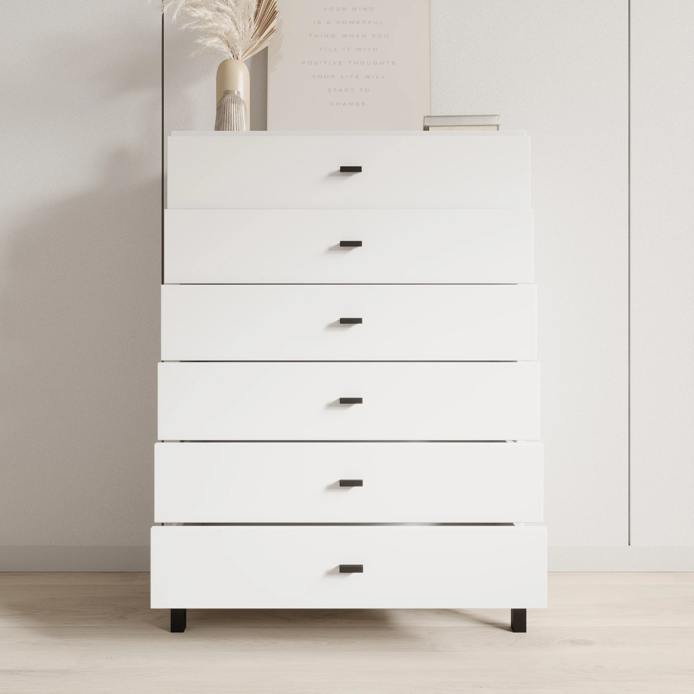 Avellio - Ladekast met 6 lades - Wit - 77x35x110 cm - Image 2