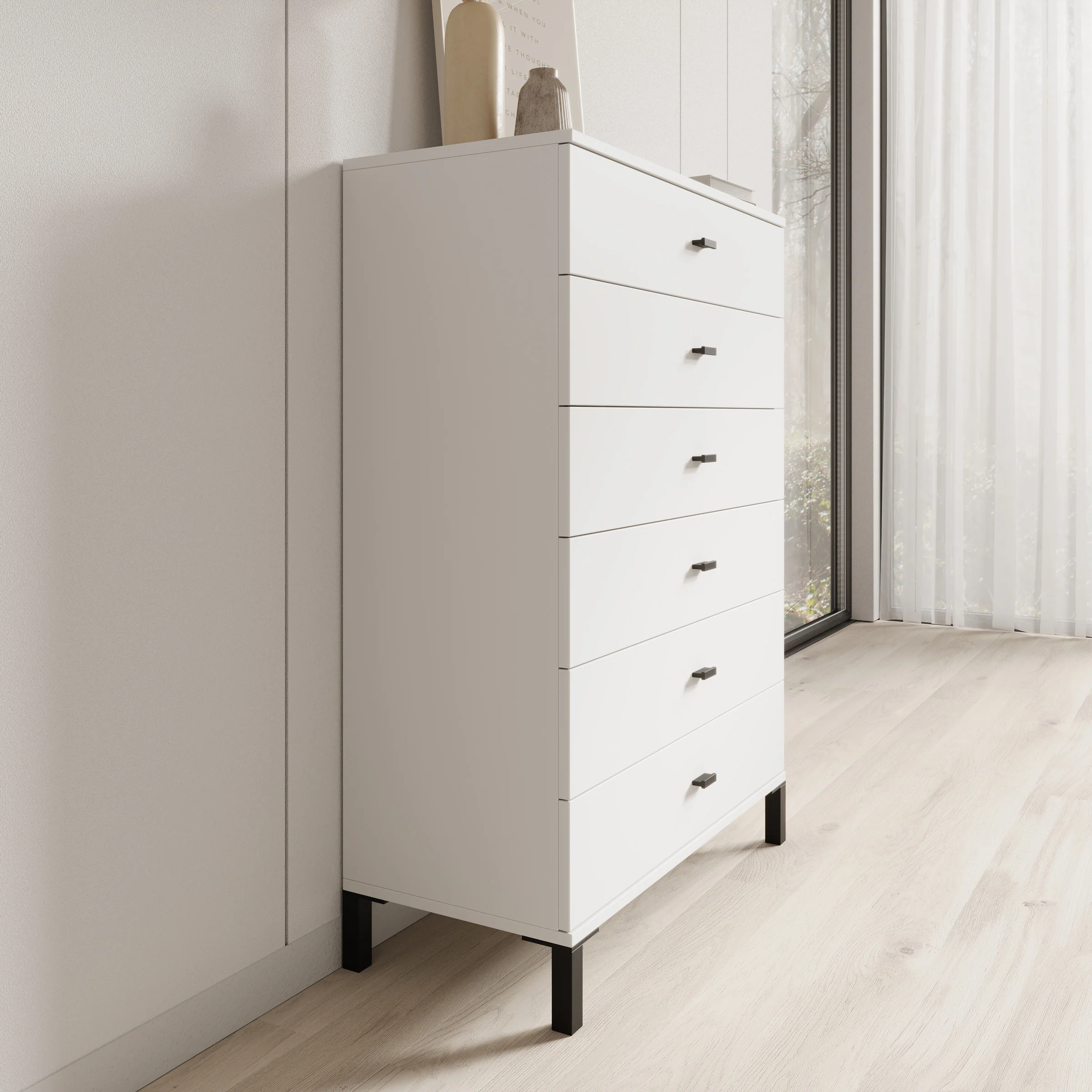 Avellio - Ladekast met 6 lades - Wit - 77x35x110 cm - Image 4