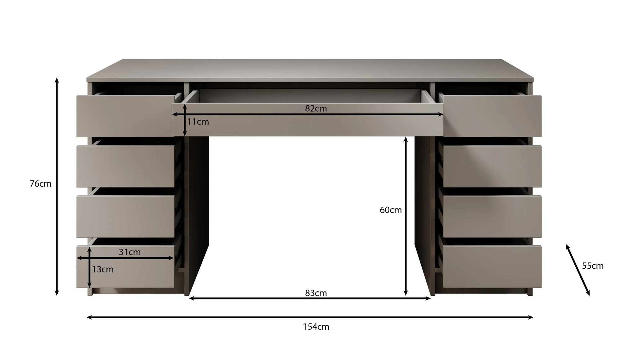 Avio 2 - Bureau - Antraciet - 154x55 cm - Image 5