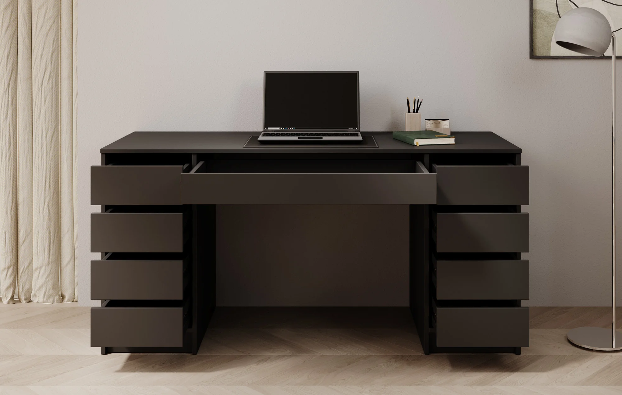 Avio 2 - Bureau - Zwart - 154x55 cm - Image 2