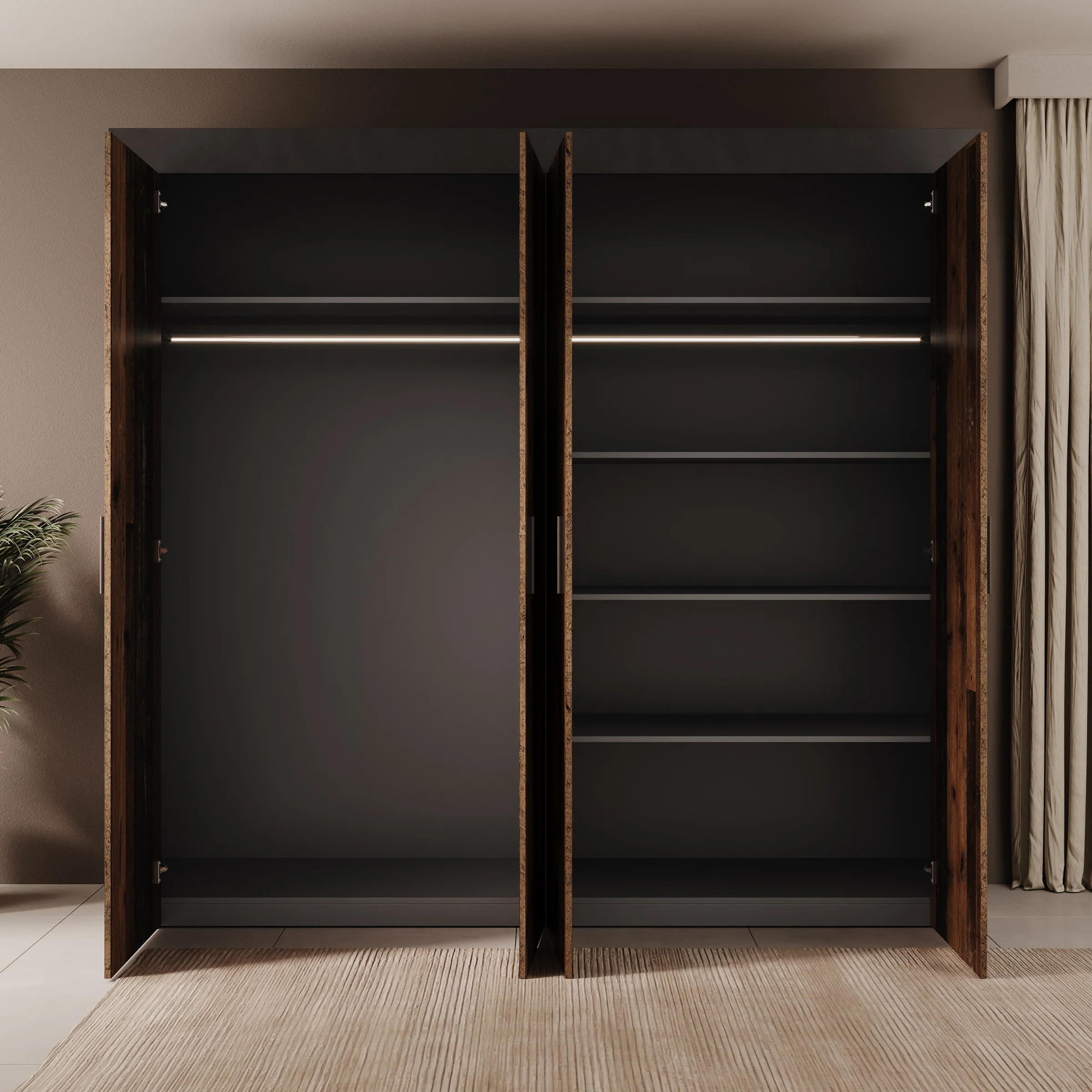 Azen - Kledingkast 4 deurs - Eikenpatroon - 230x54x211 cm - Image 2