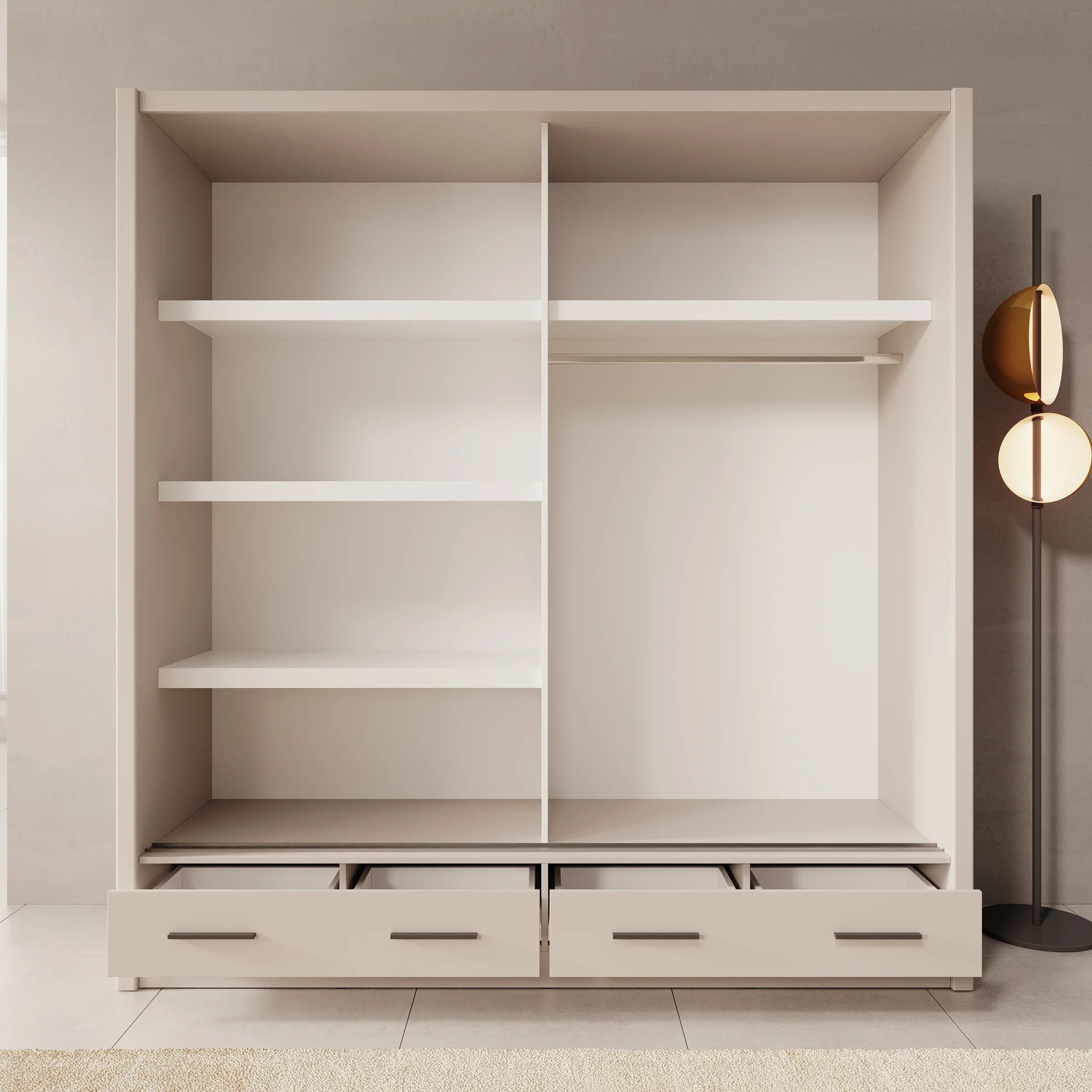 Azul - Kledingkast met schuifdeuren - Beige - 205x60x216 cm - Image 2