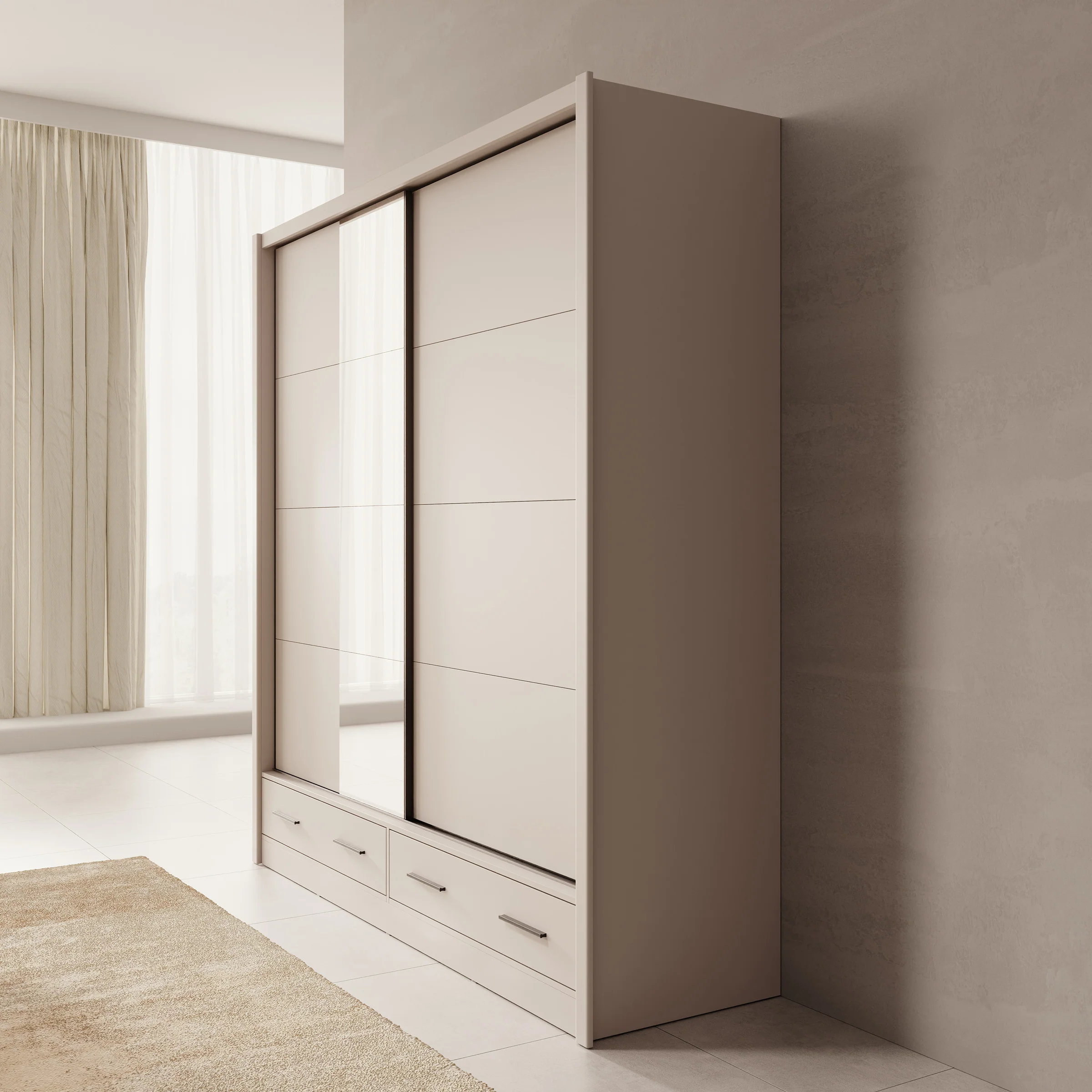 Azul - Kledingkast met schuifdeuren - Beige - 205x60x216 cm - Image 4