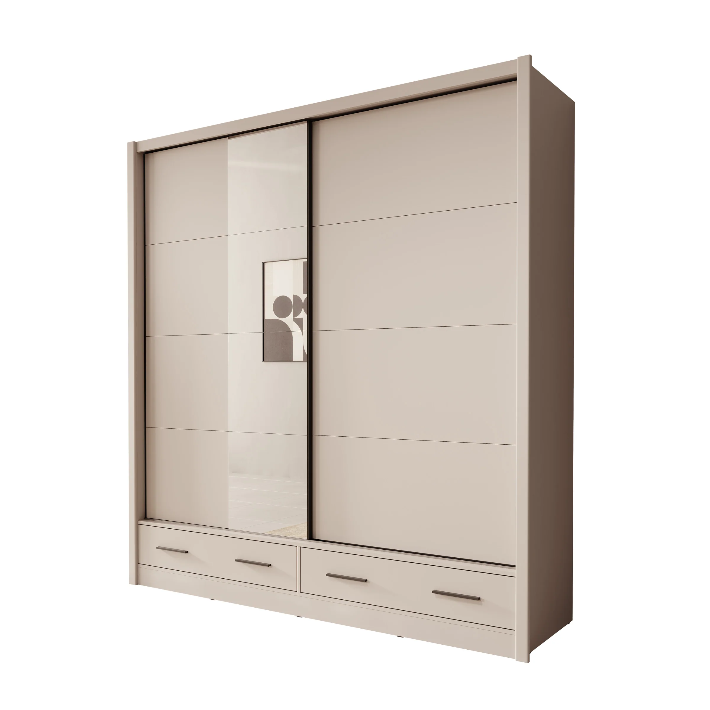 Azul - Kledingkast met schuifdeuren - Beige - 205x60x216 cm - Image 7