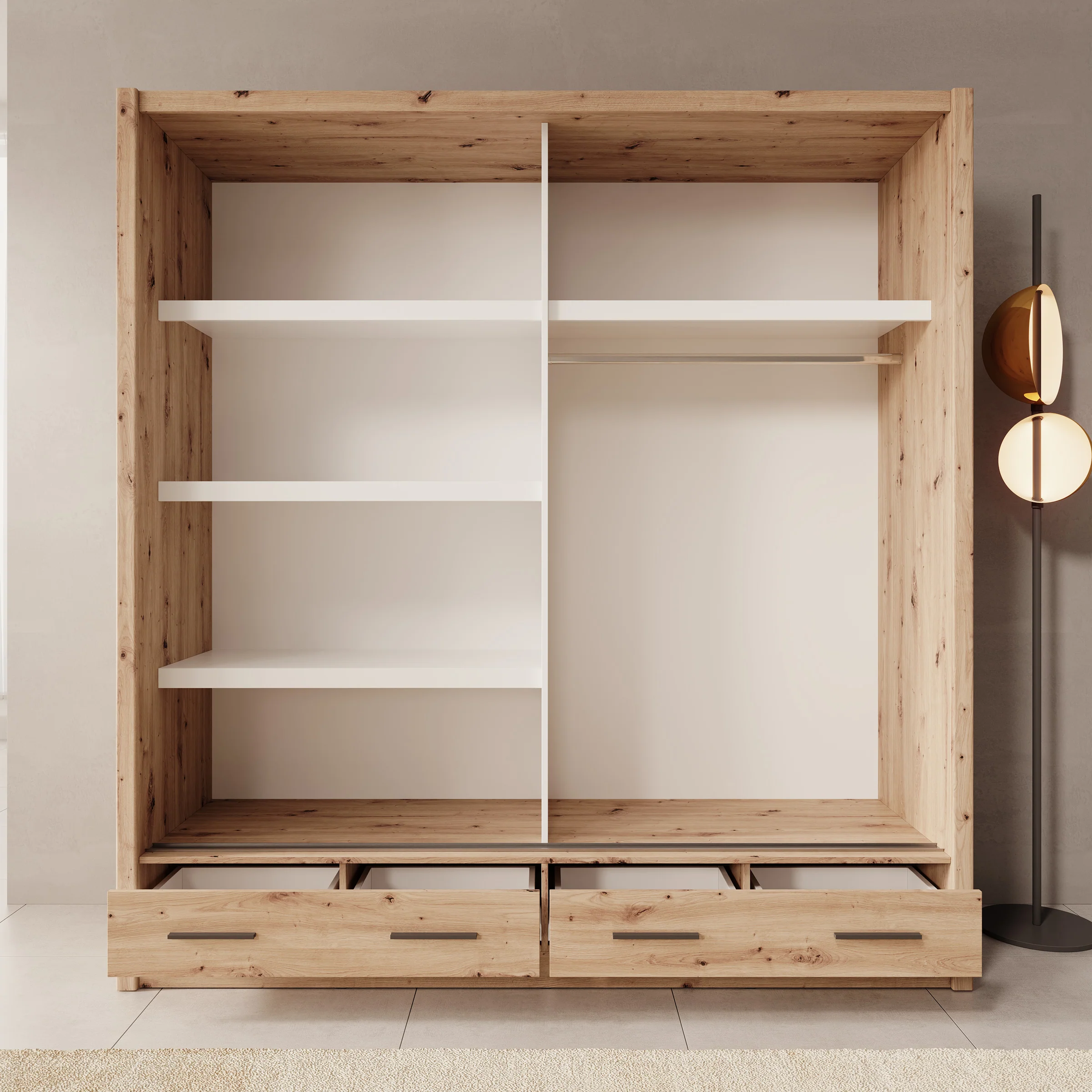 Azul - Kledingkast met schuifdeuren - Eikenpatroon - 205x60x216 cm - Image 2