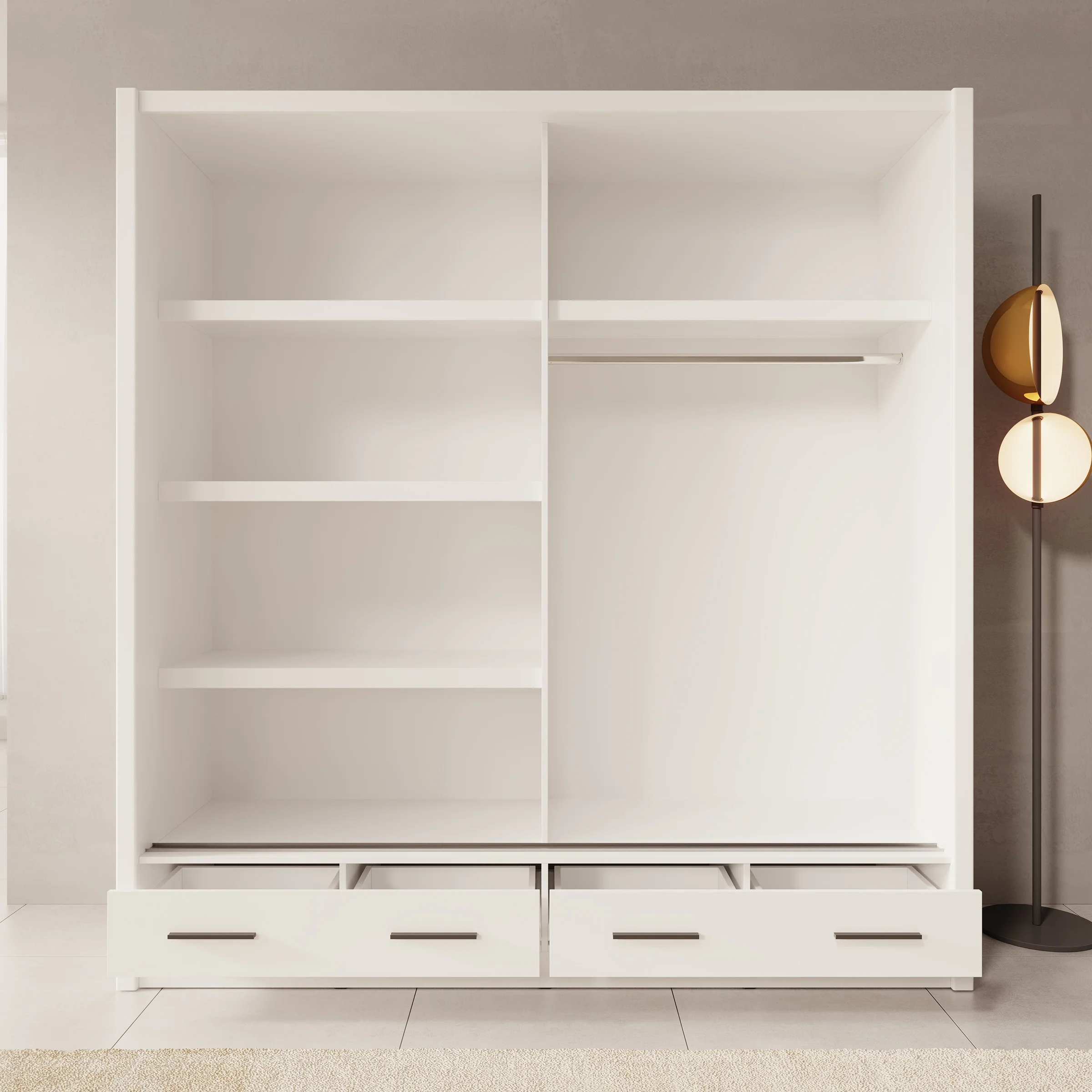 Azul - Kledingkast met schuifdeuren - Wit - 205x60x216 cm - Image 2