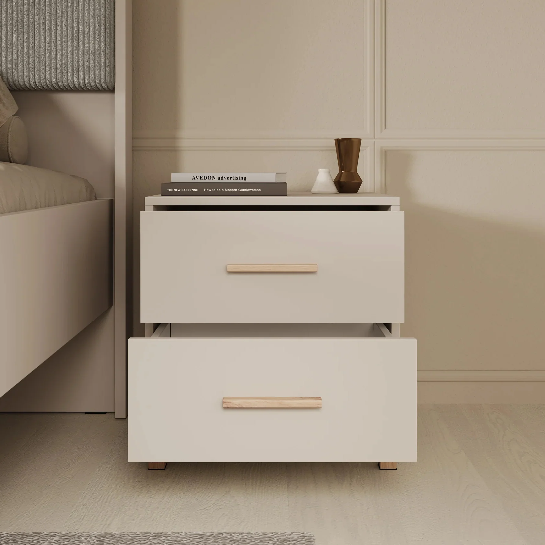 Bahia - Nachtkastje 2 lades - Beige - 48x40x52 cm - Image 2