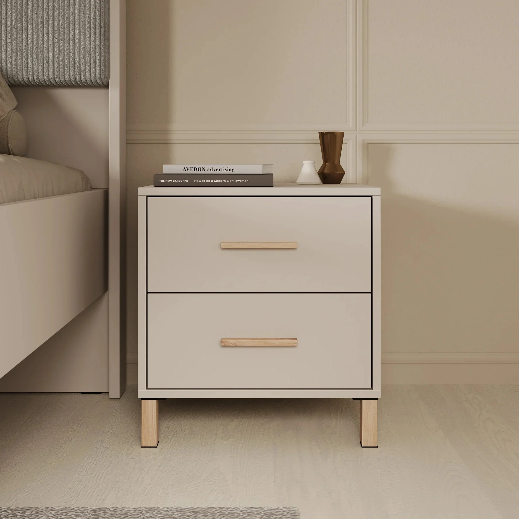 Bahia - Nachtkastje 2 lades - Beige - 48x40x52 cm - Image 3