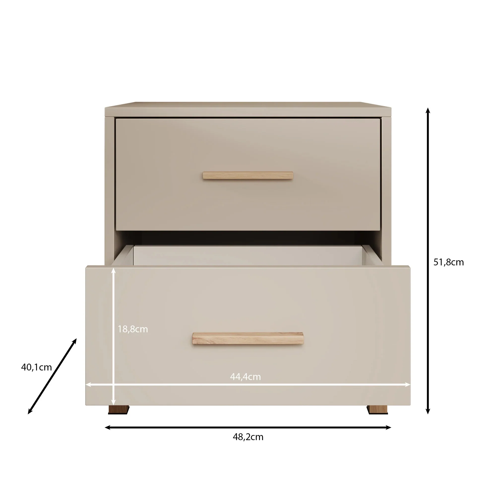Bahia - Nachtkastje 2 lades - Beige - 48x40x52 cm - Image 4
