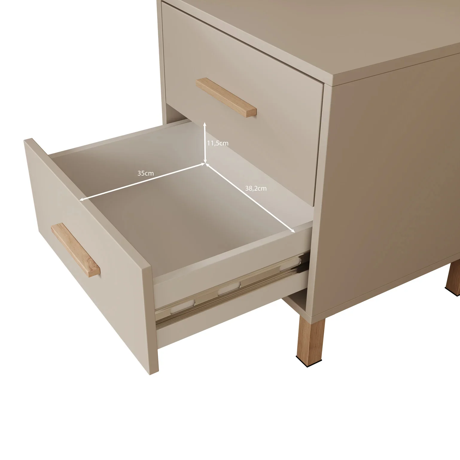 Bahia - Nachtkastje 2 lades - Beige - 48x40x52 cm - Image 5