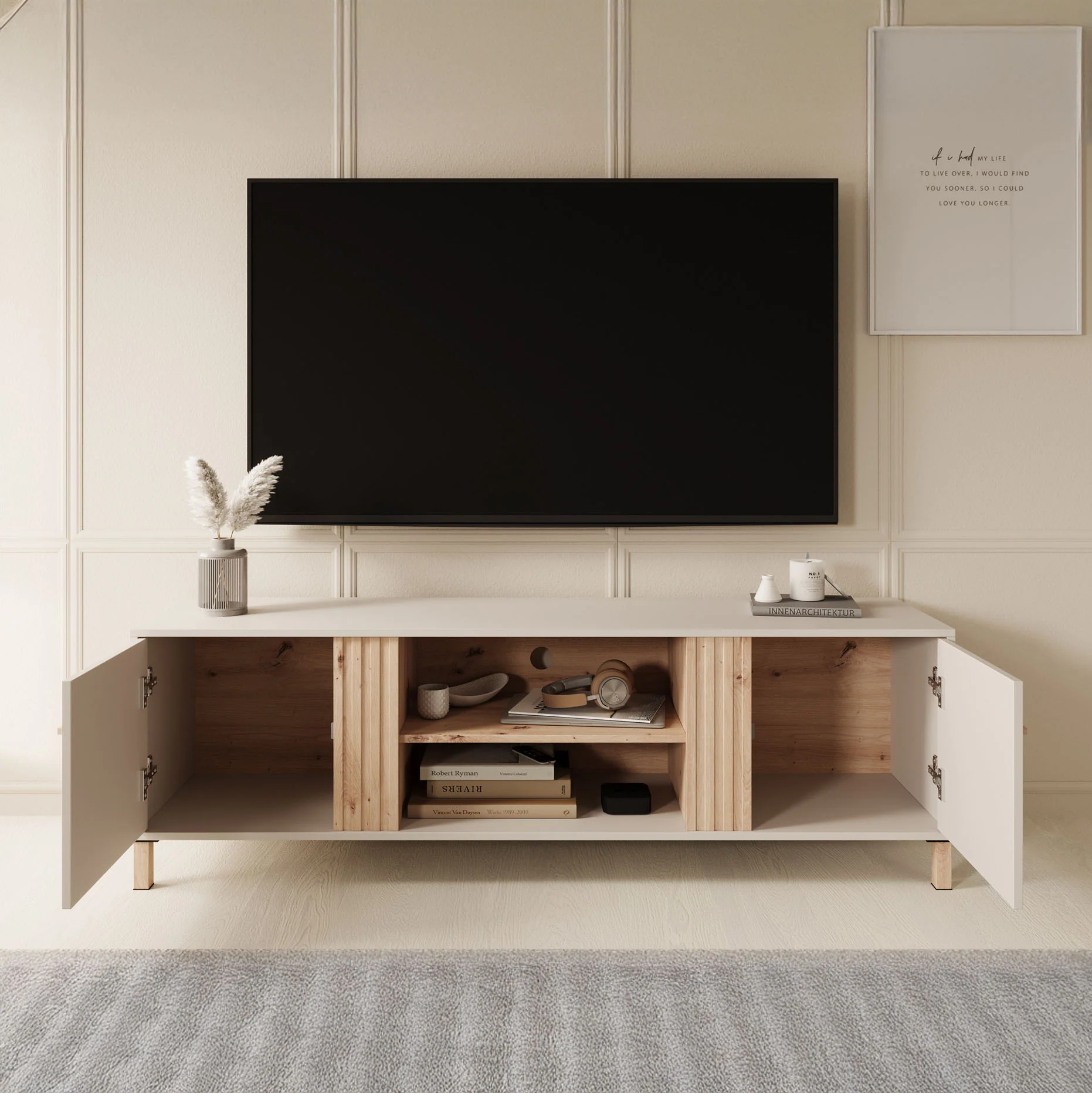 Bahia - TV-Meubel met 2 deuren - Beige - 163 cm - Image 2