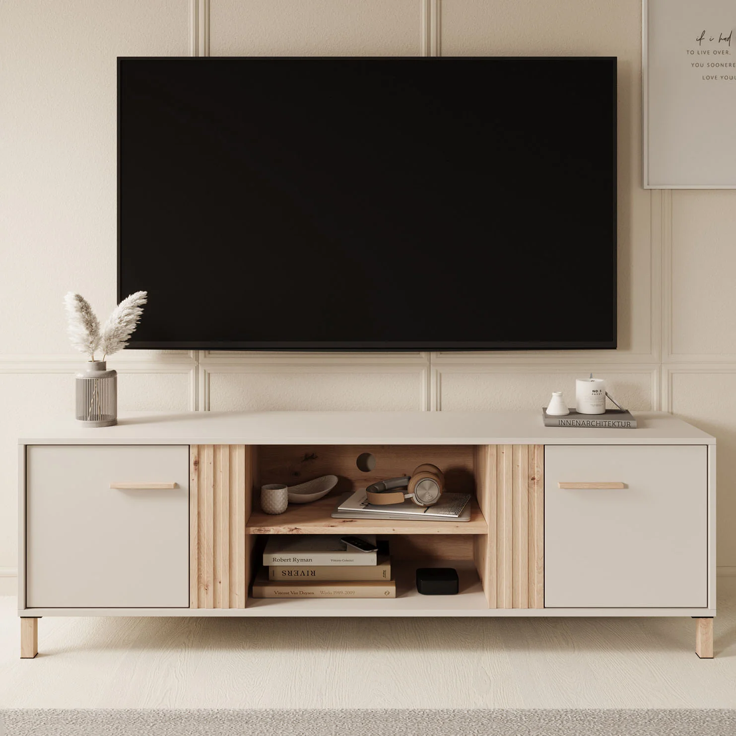 Bahia - TV-Meubel met 2 deuren - Beige - 163 cm - Image 3