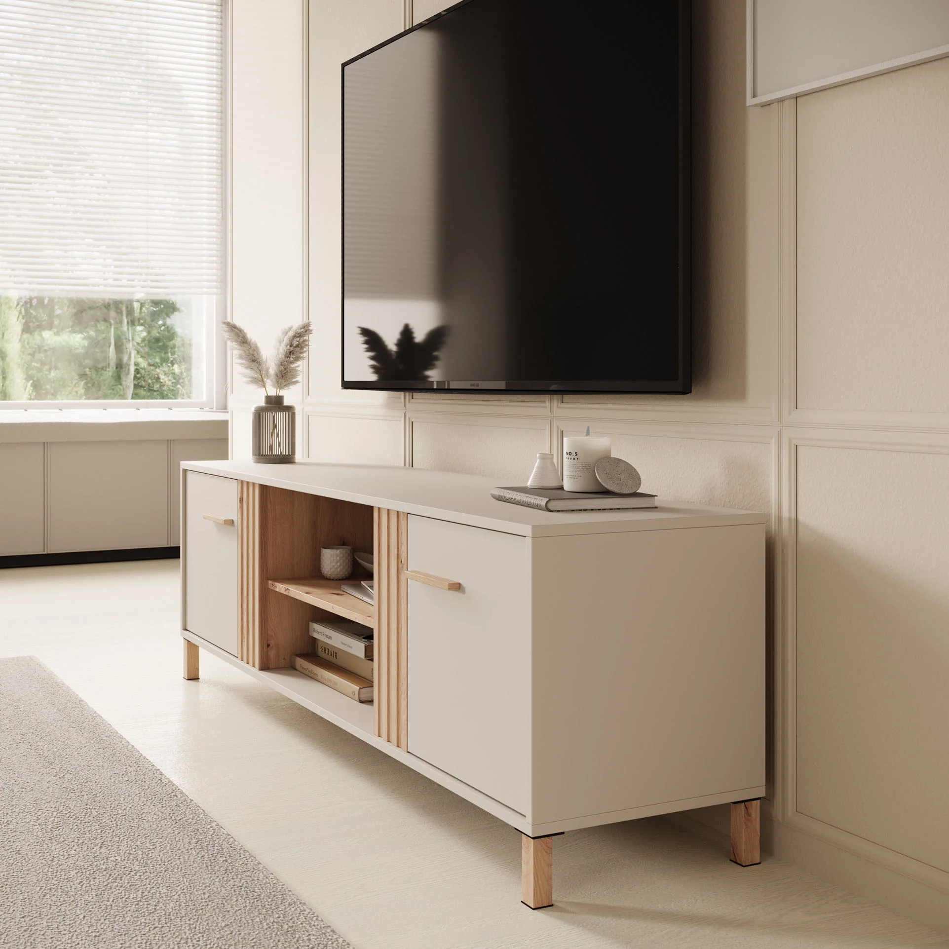Bahia - TV-Meubel met 2 deuren - Beige - 163 cm - Image 4