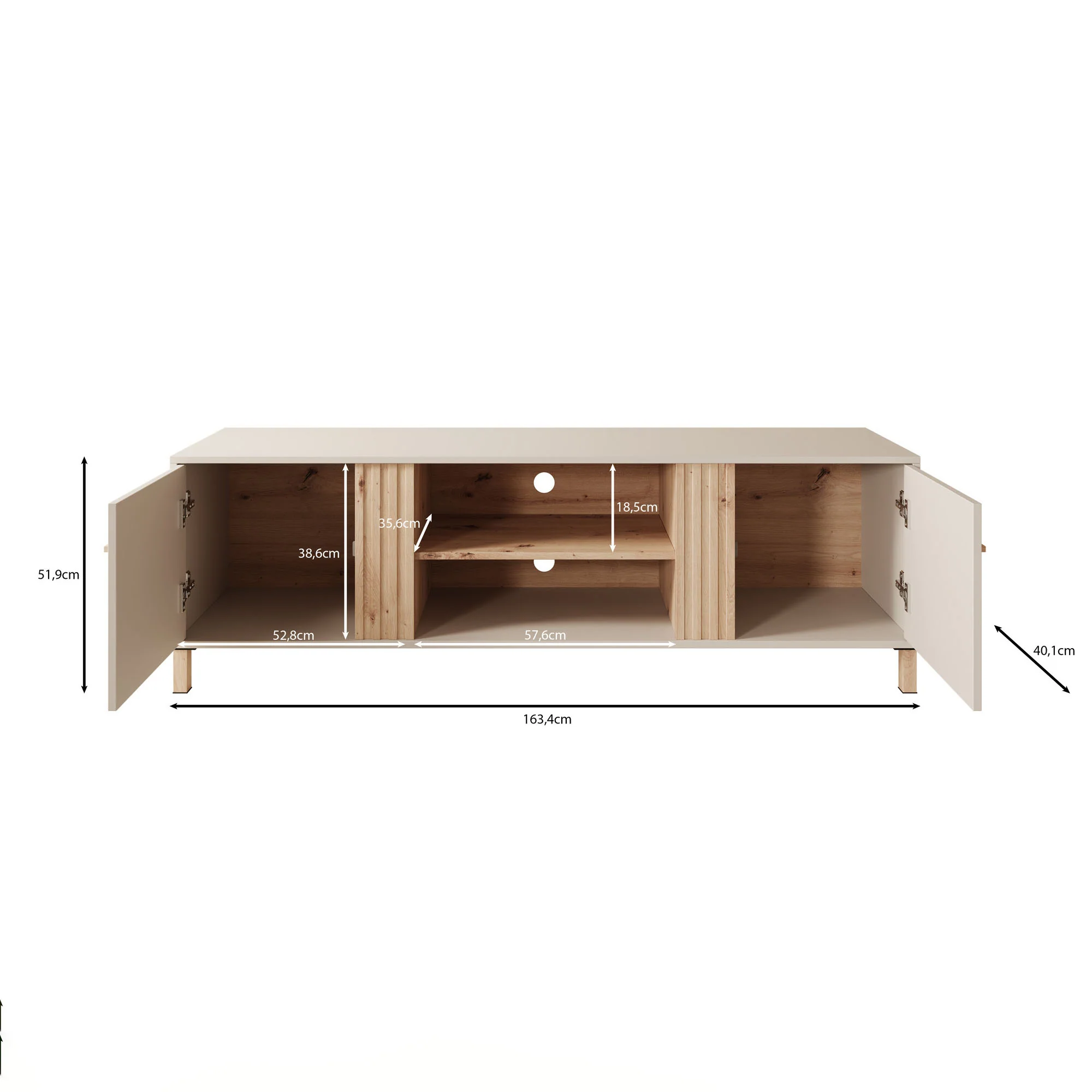 Bahia - TV-Meubel met 2 deuren - Beige - 163 cm - Image 5