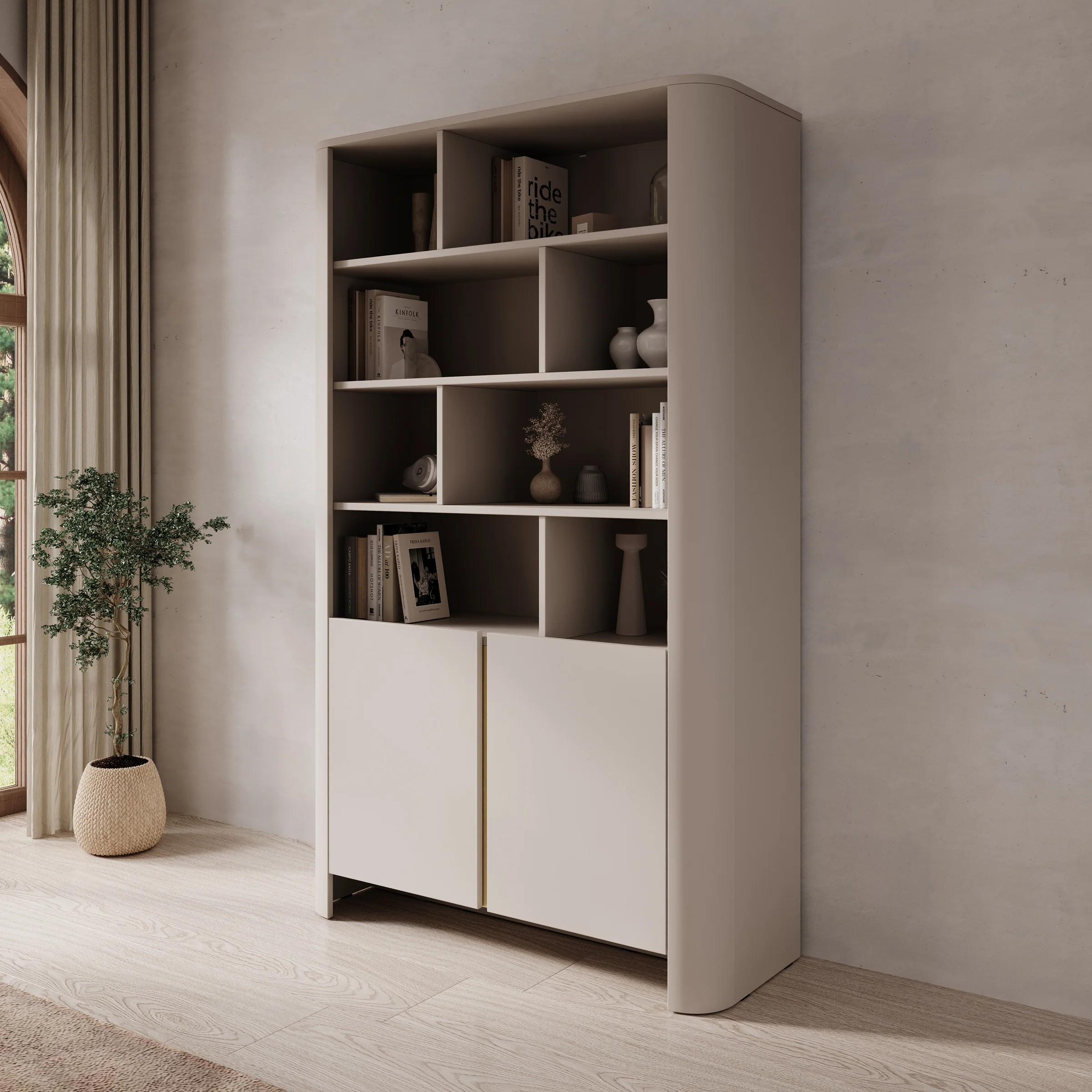 Barbados - Boekenkast - Beige - 103x39x170 cm