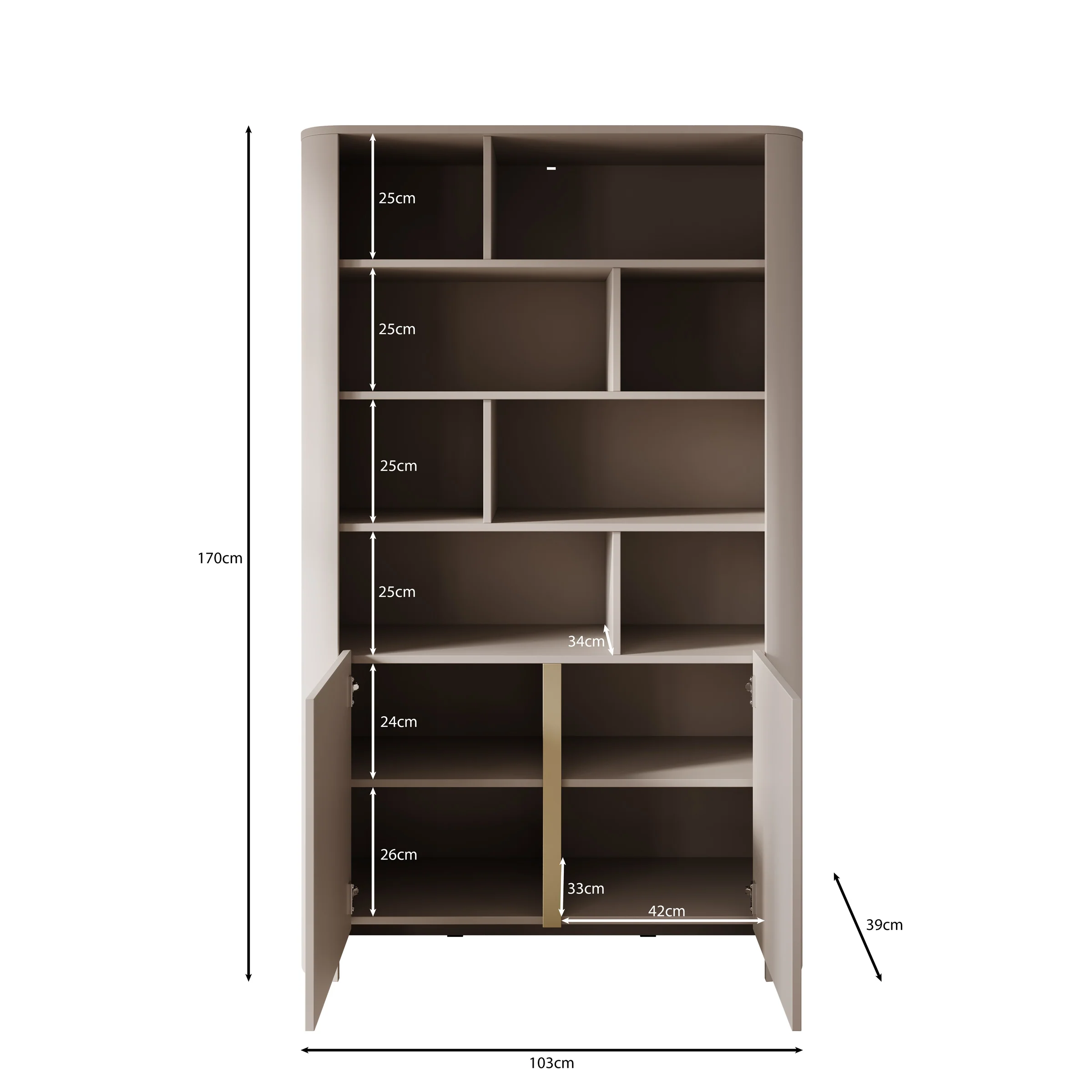 Barbados - Boekenkast - Beige - 103x39x170 cm - Image 6