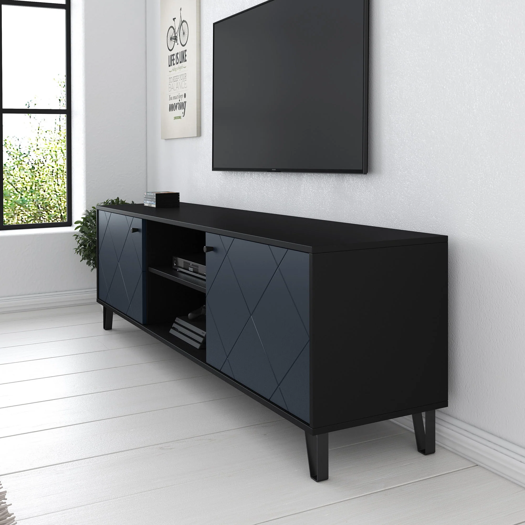 Barlo - TV-Meubel - Mat zwart - 183 cm - Image 4