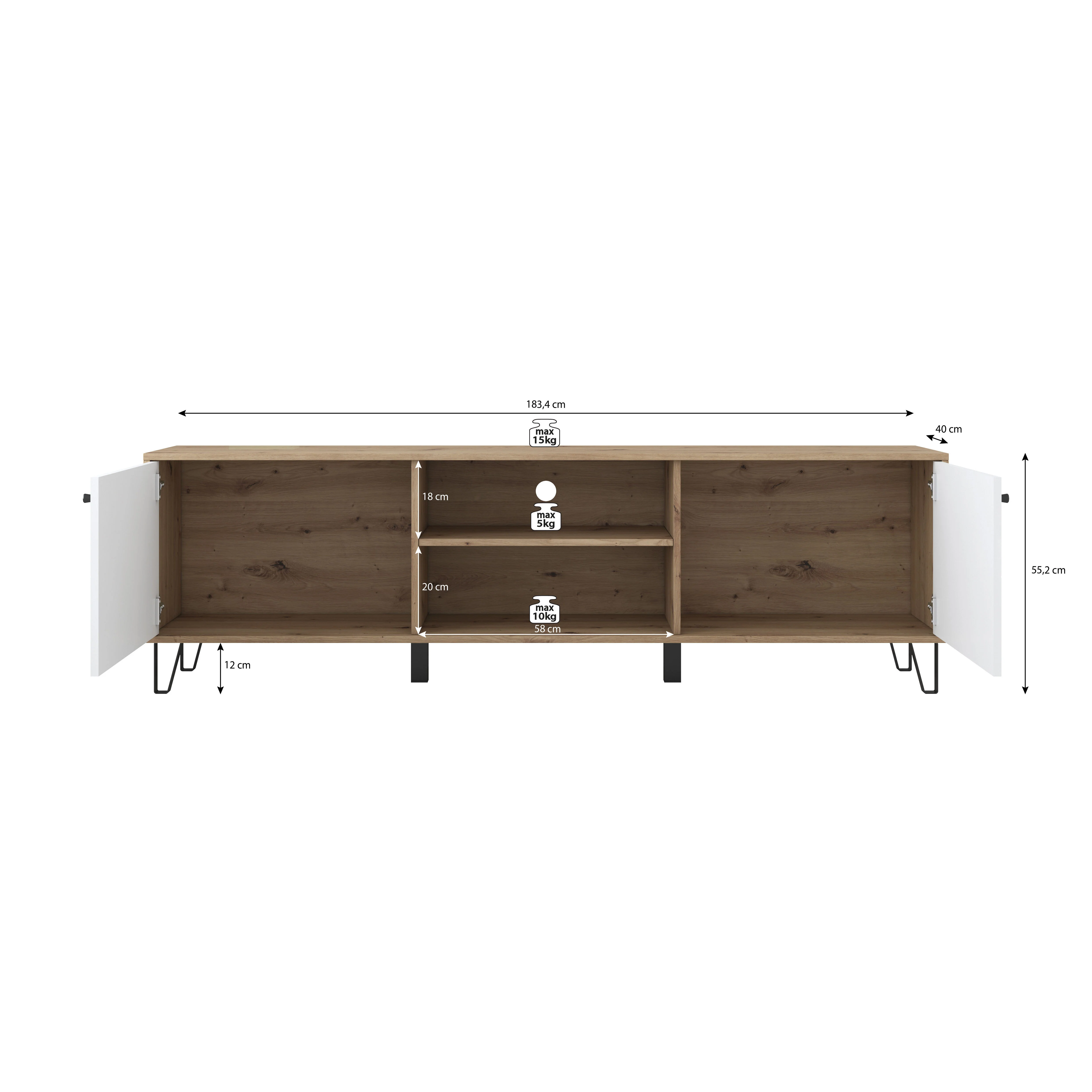 Barlo - TV-Meubel - Mat zwart - 183 cm - Image 5