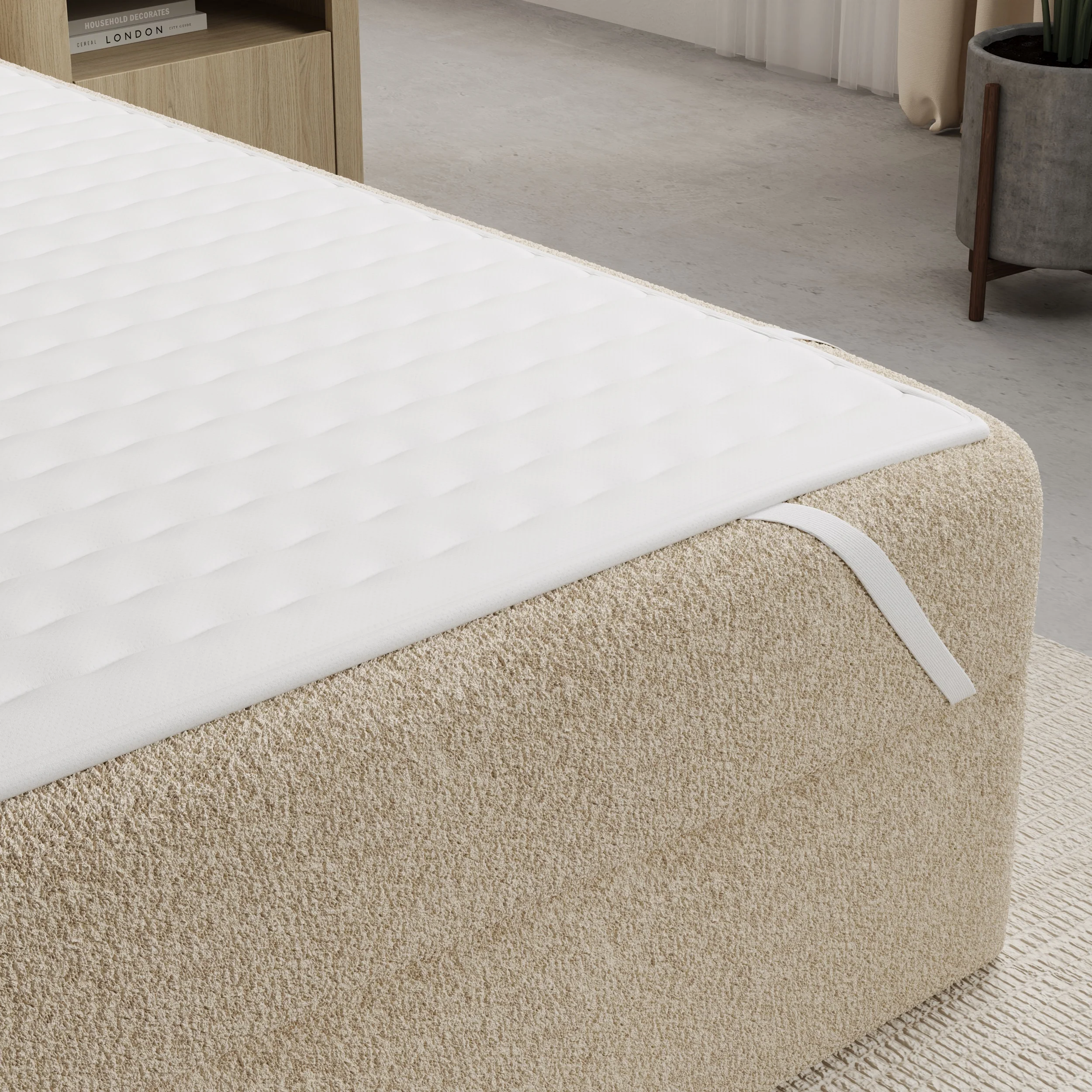 Bastide - Boxspring - Teddystof beige - 200x200 cm - Image 5