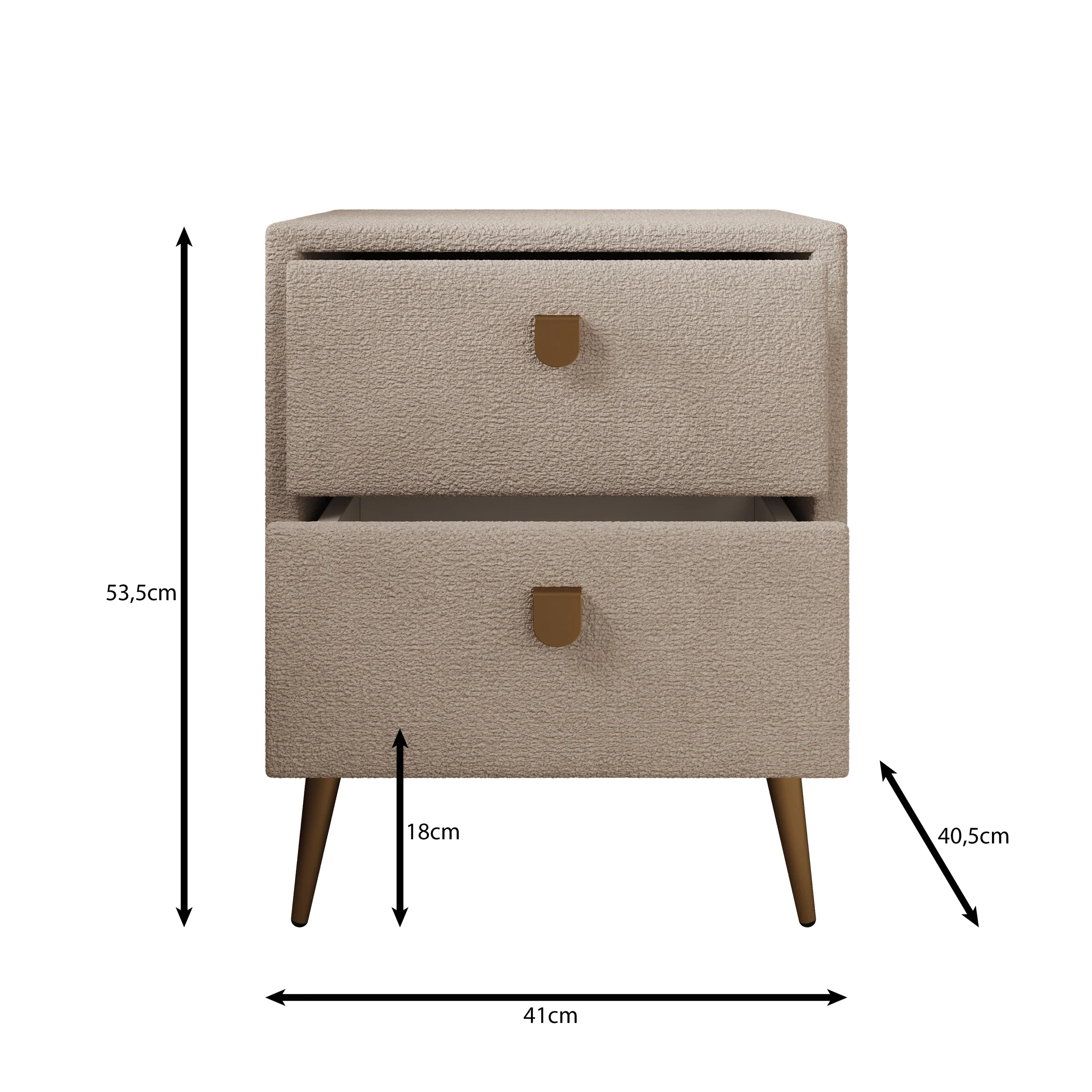 Bavira - Nachtkastje met lades - Stof beige - 41x41x54 cm - Image 5