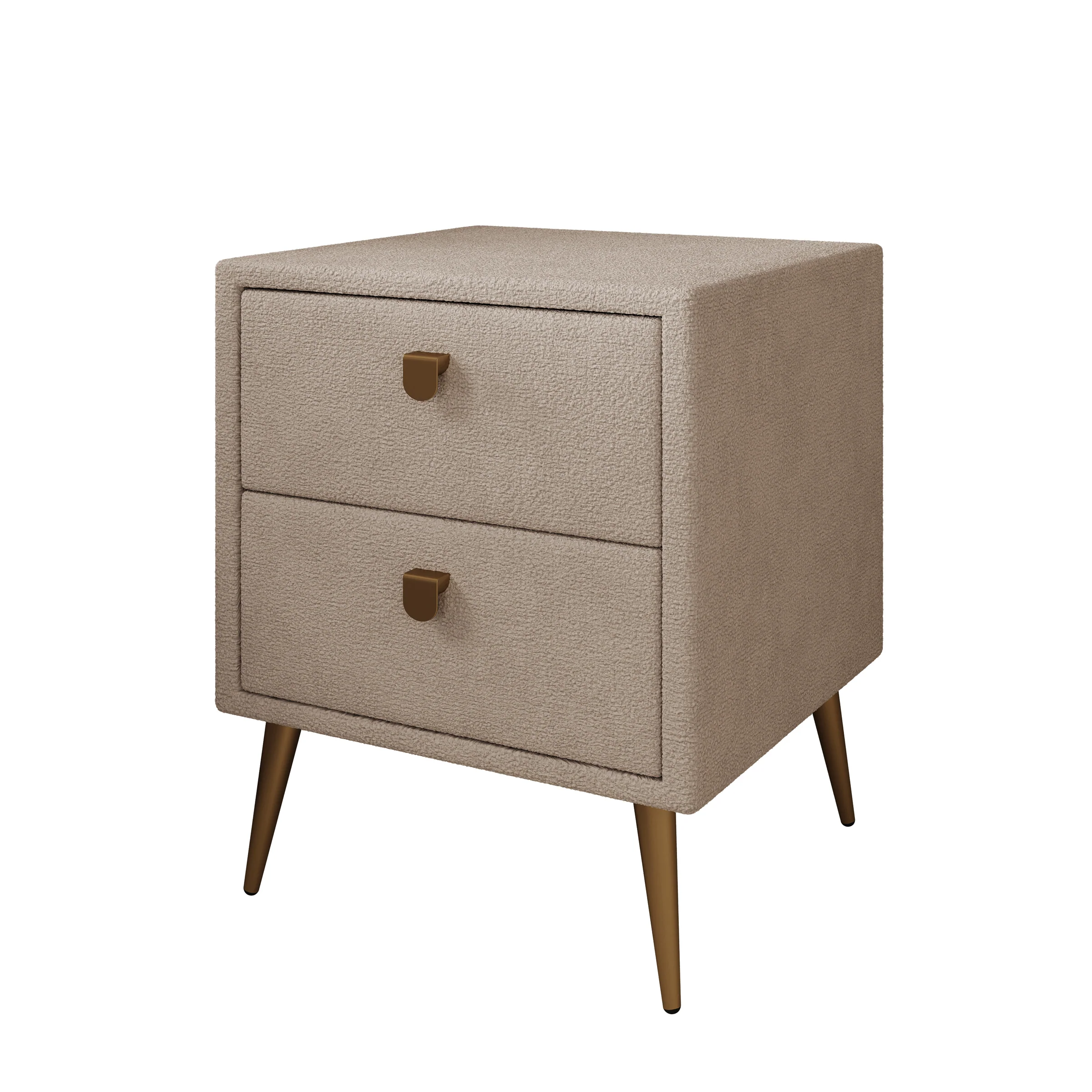 Bavira - Nachtkastje met lades - Stof beige - 41x41x54 cm - Image 6